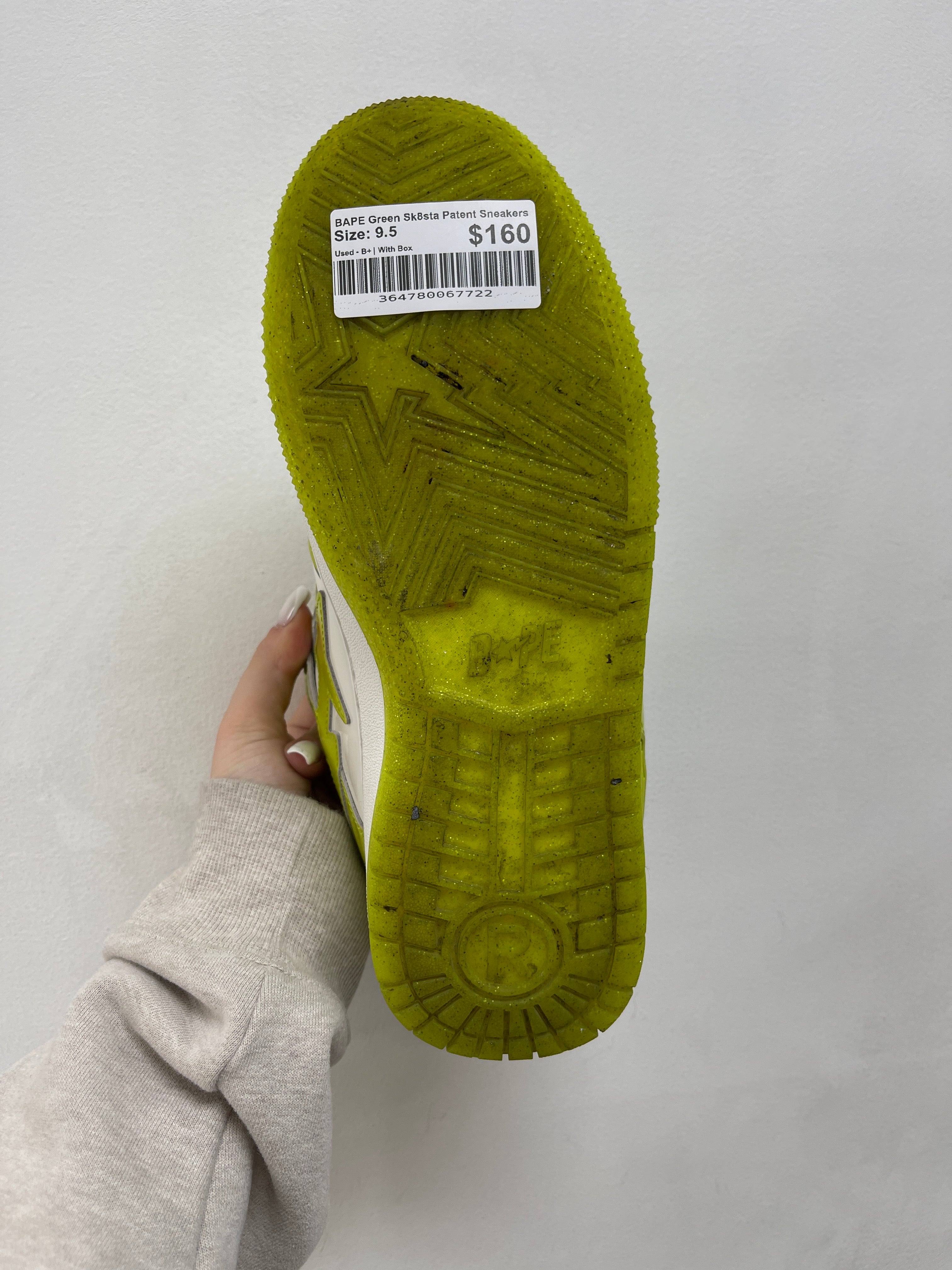BAPE Green Sk8sta Patent Sneakers