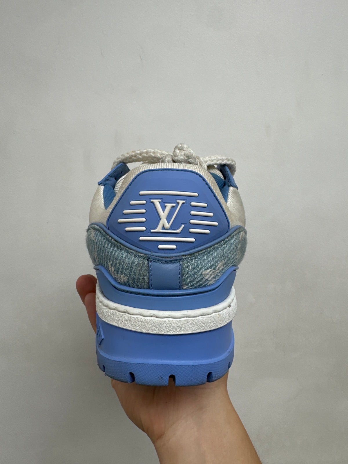 Louis Vuitton Baby Blue Denim Monogram Maxi Trainer Sneakers