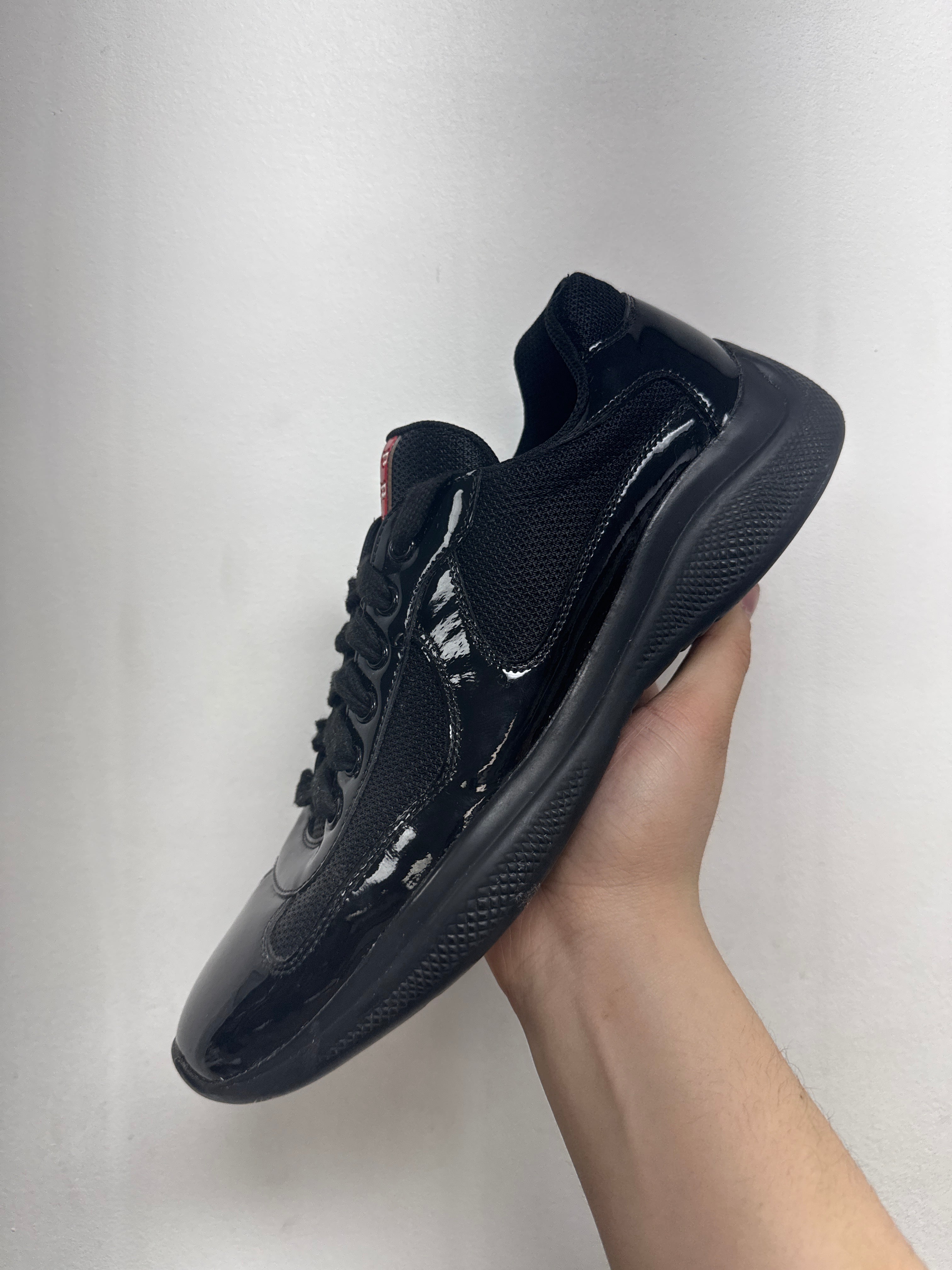 Prada Black Patent Leather Cups Sneakers