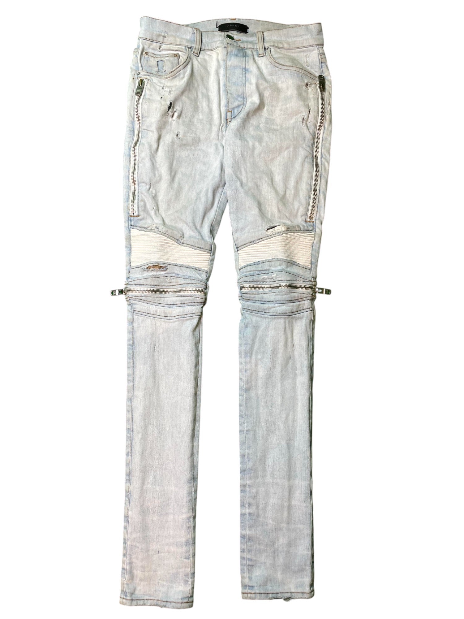 Amiri MX2 White Patch Light Wash Light Blue Jeans