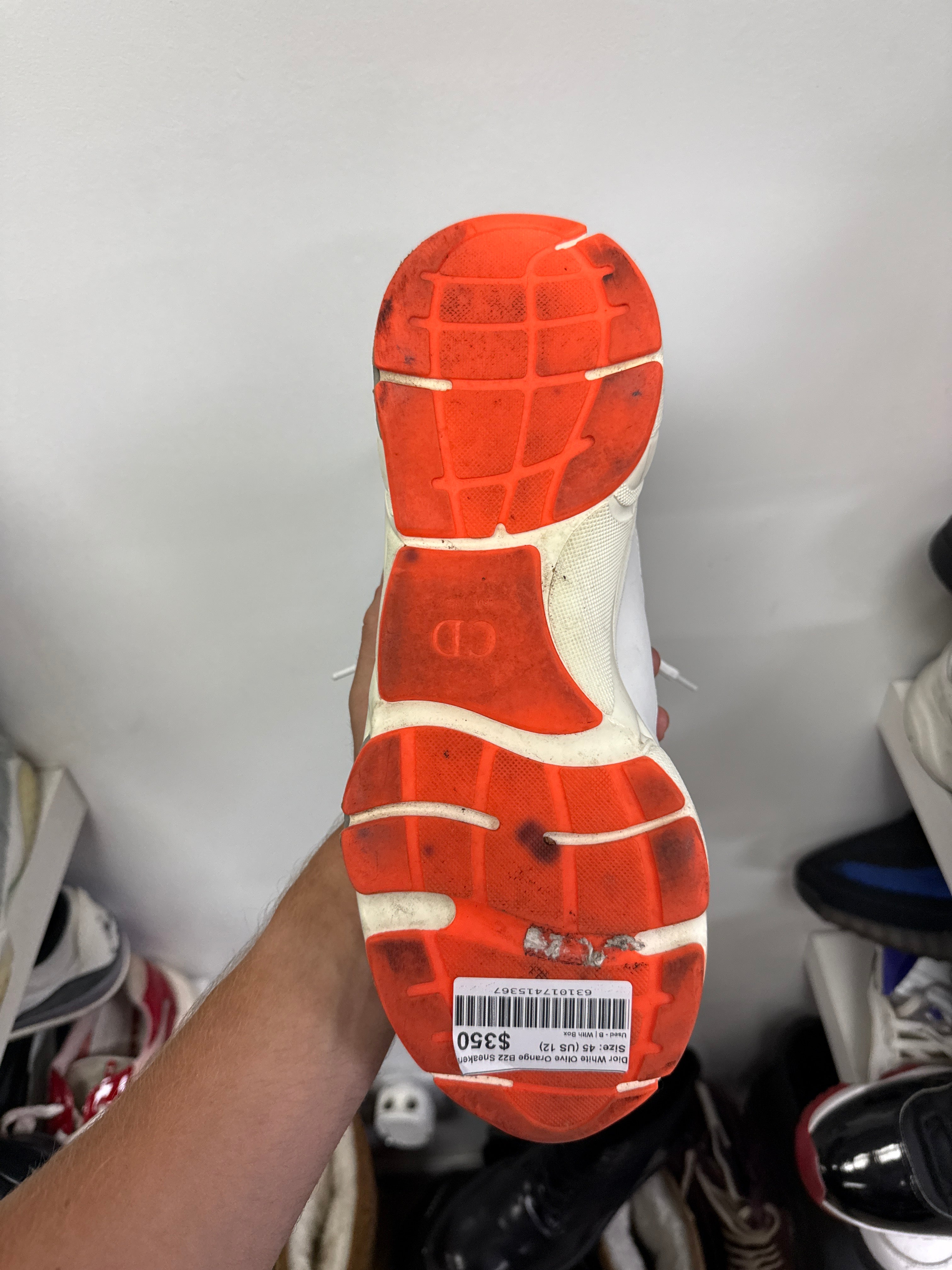 Dior White Olive Orange B22 Sneakers