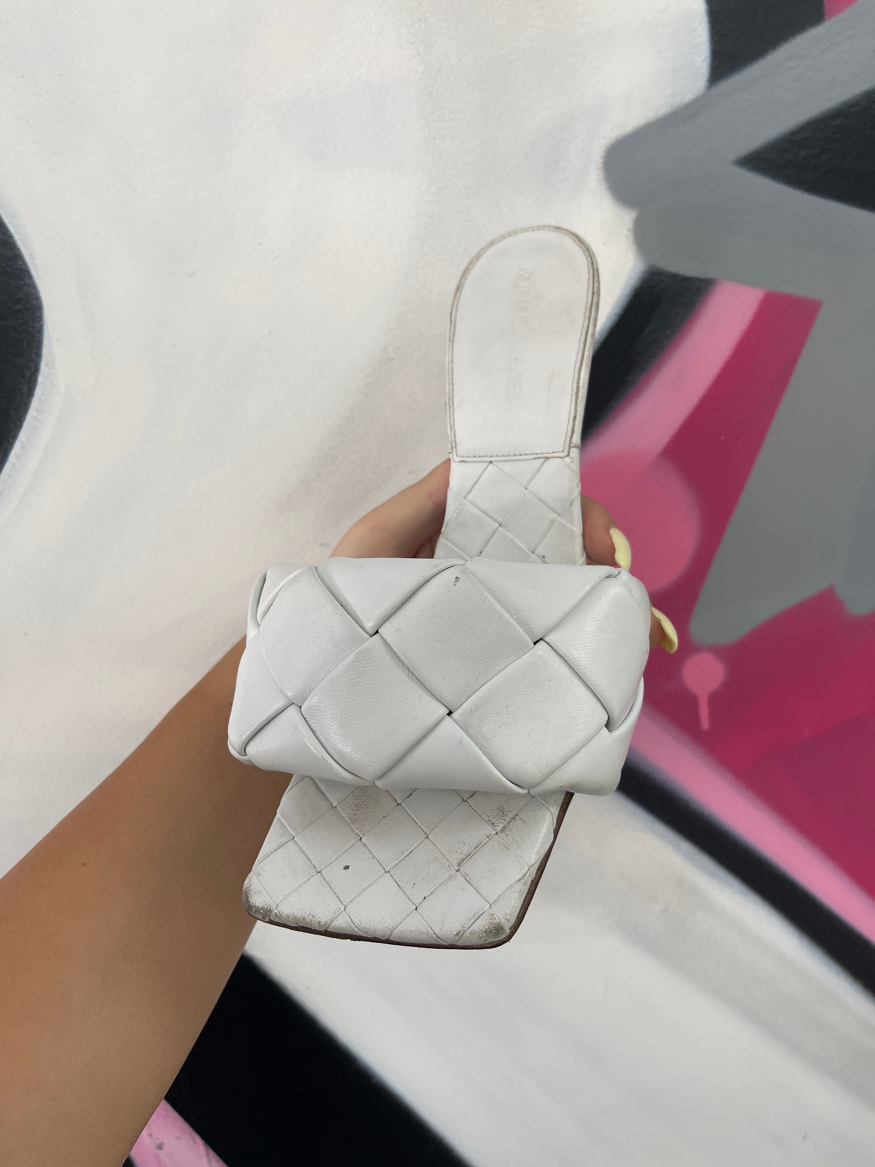 Bottega White Heels (37) Used No Box