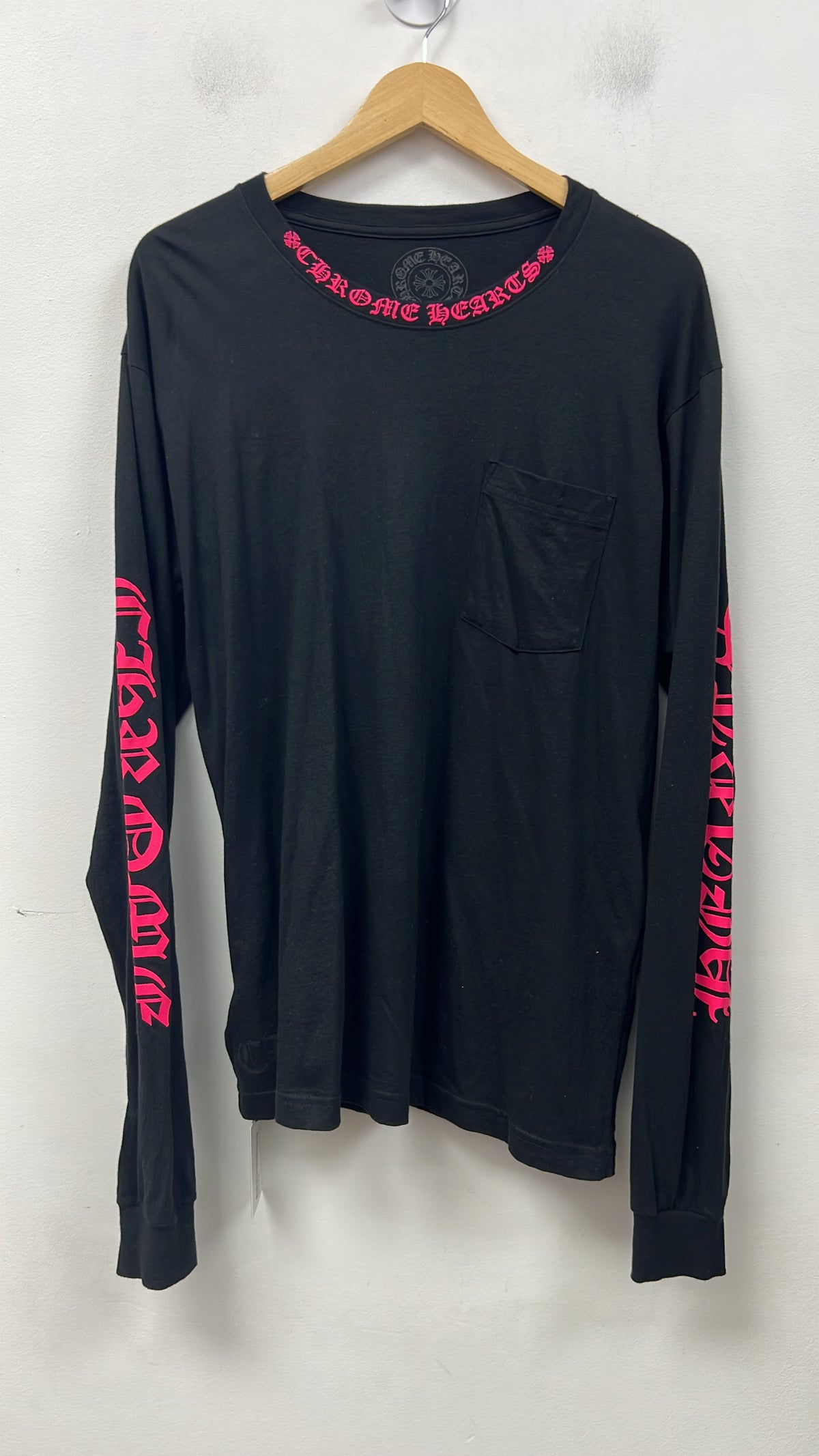 Chrome Hearts Black Pink Neck Logo Long Sleeve