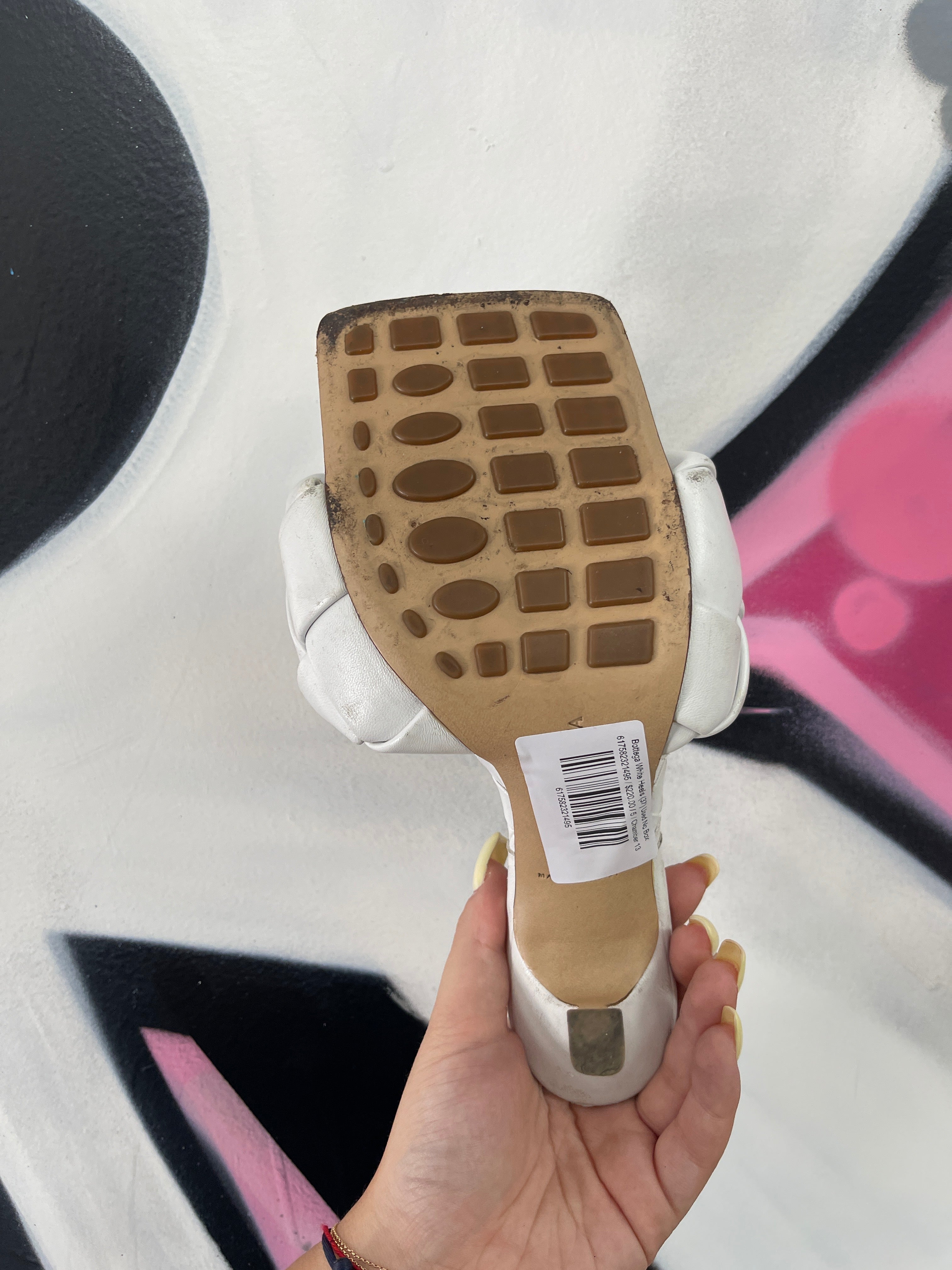 Bottega White Heels (37) Used No Box