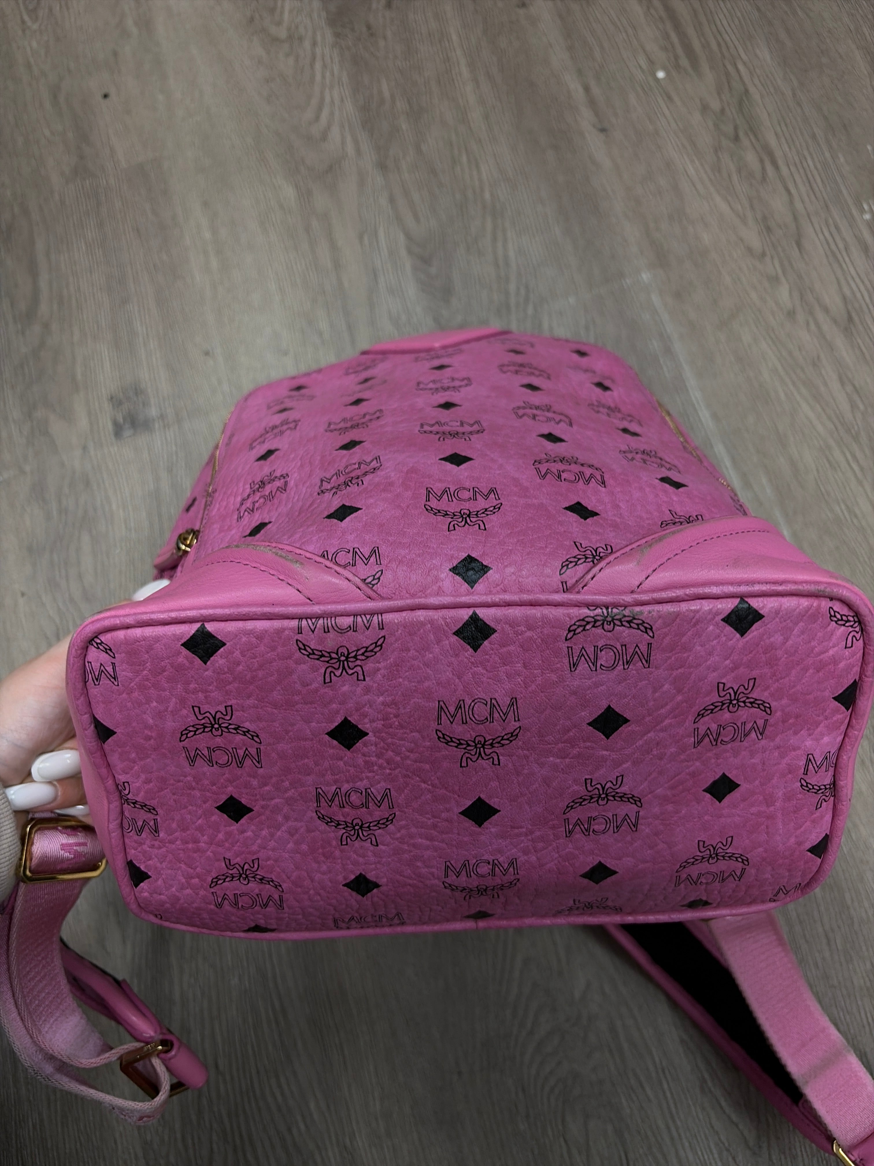 MCM Pink Monogram Backpack