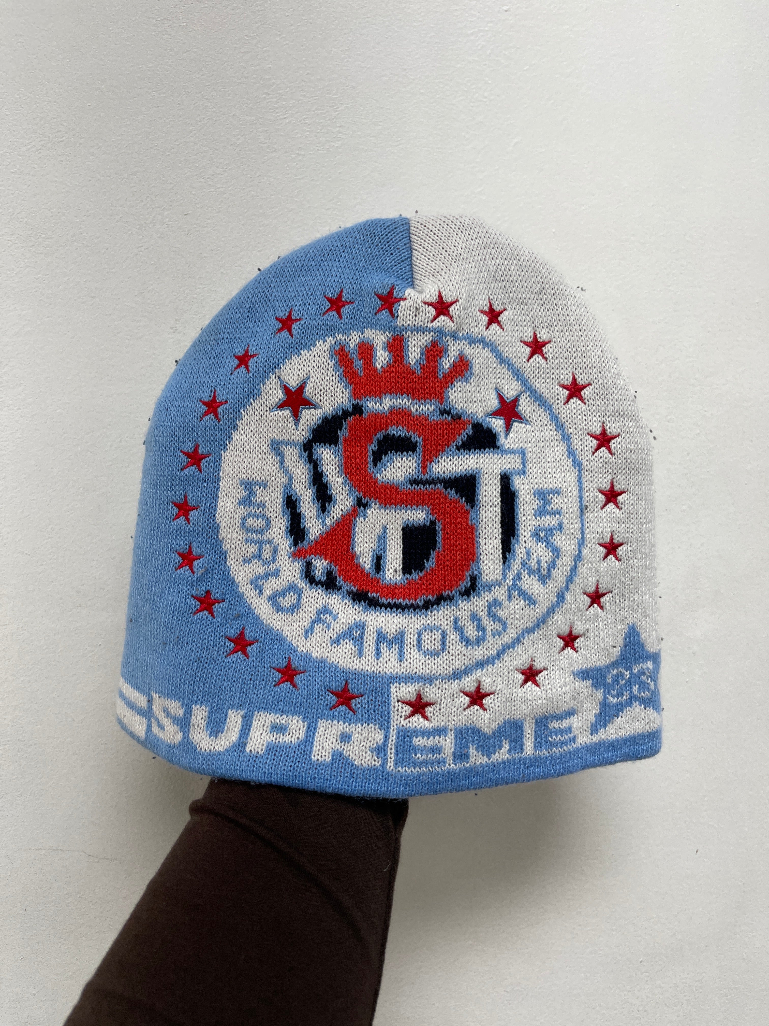 Supreme Blue White Umbro Beanie
