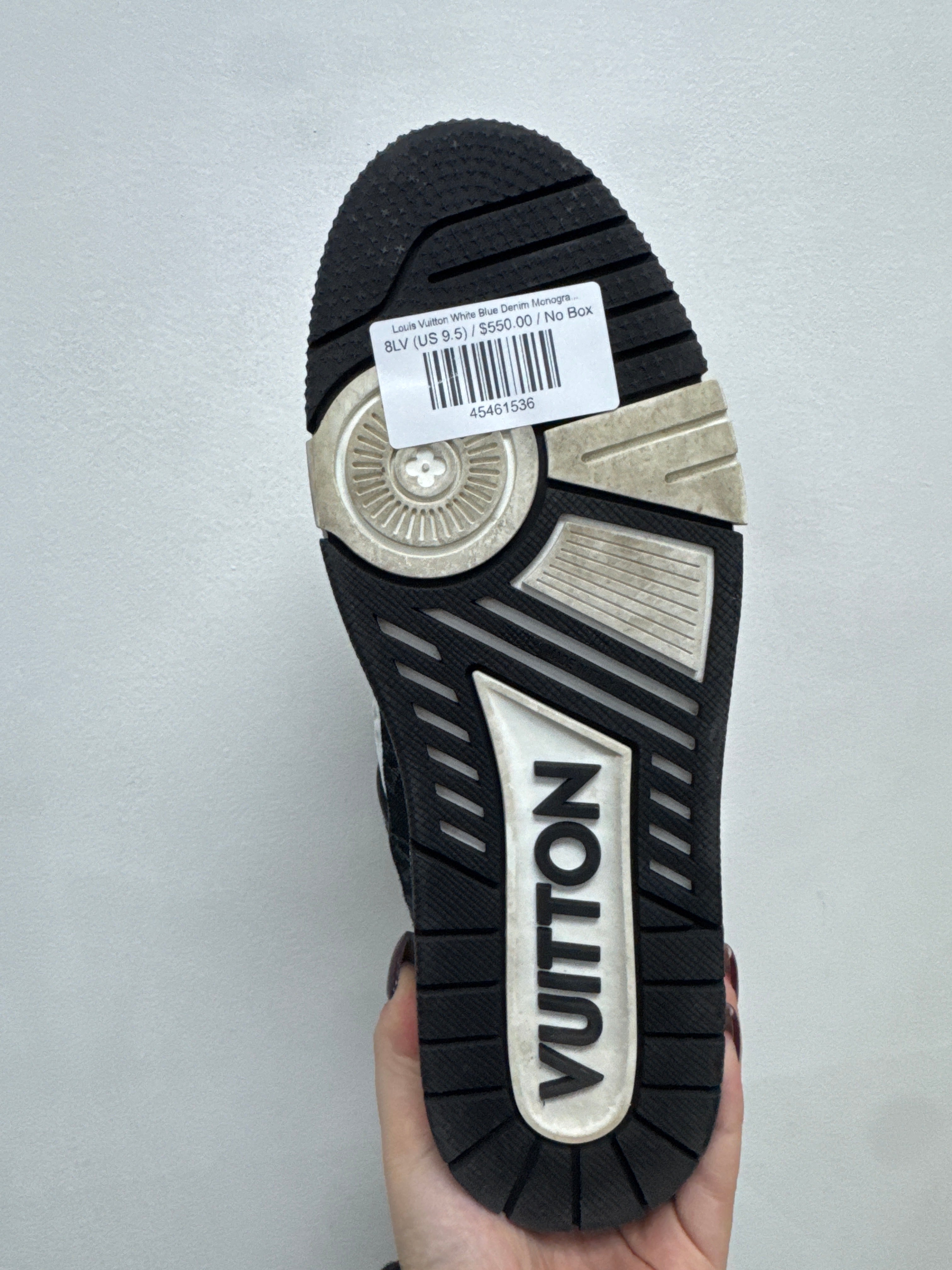 Louis Vuitton White Black Denim Monogram Trainer Sneakers
