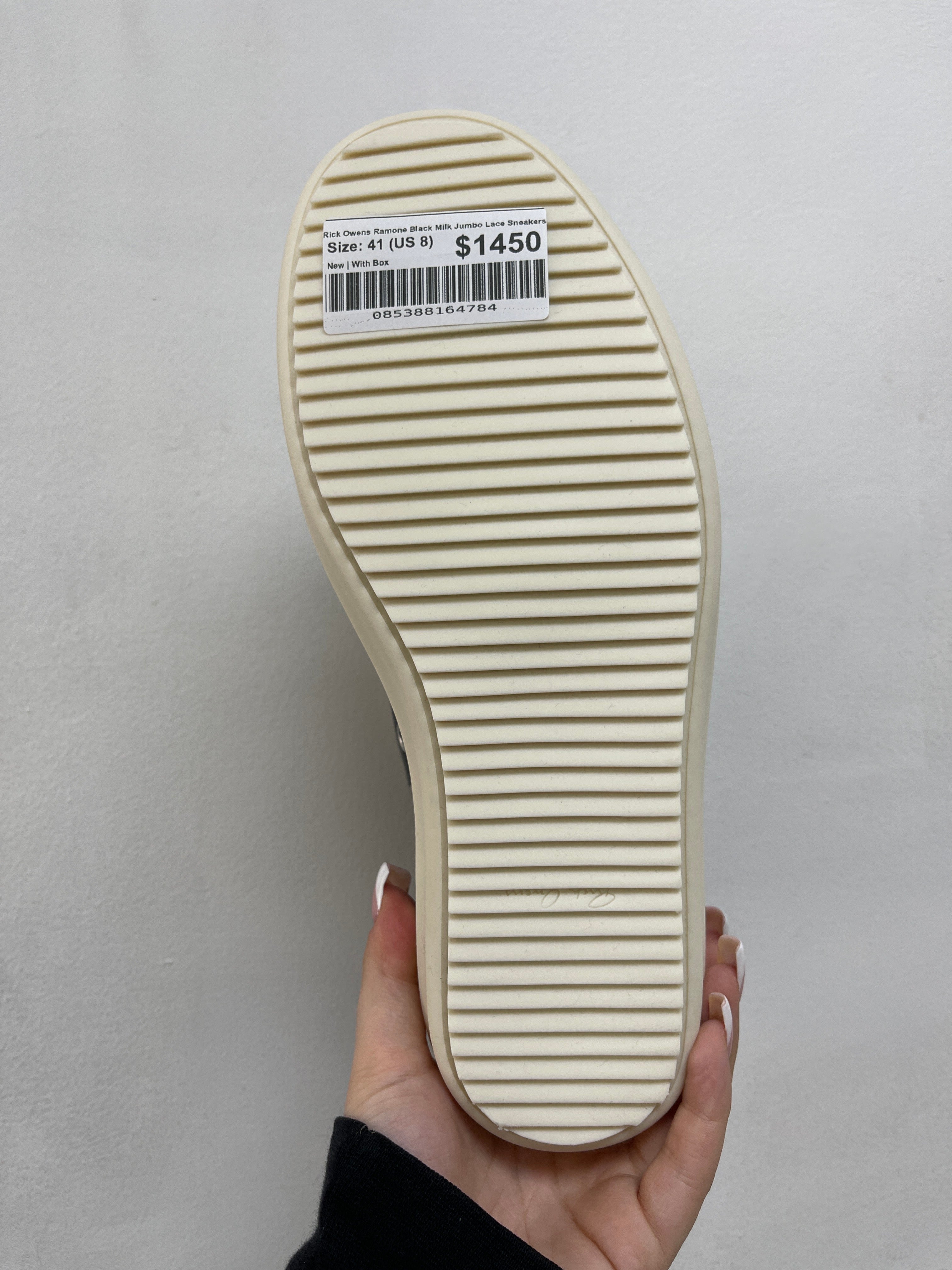 Rick Owens Ramone Black Milk Jumbo Lace Sneakers
