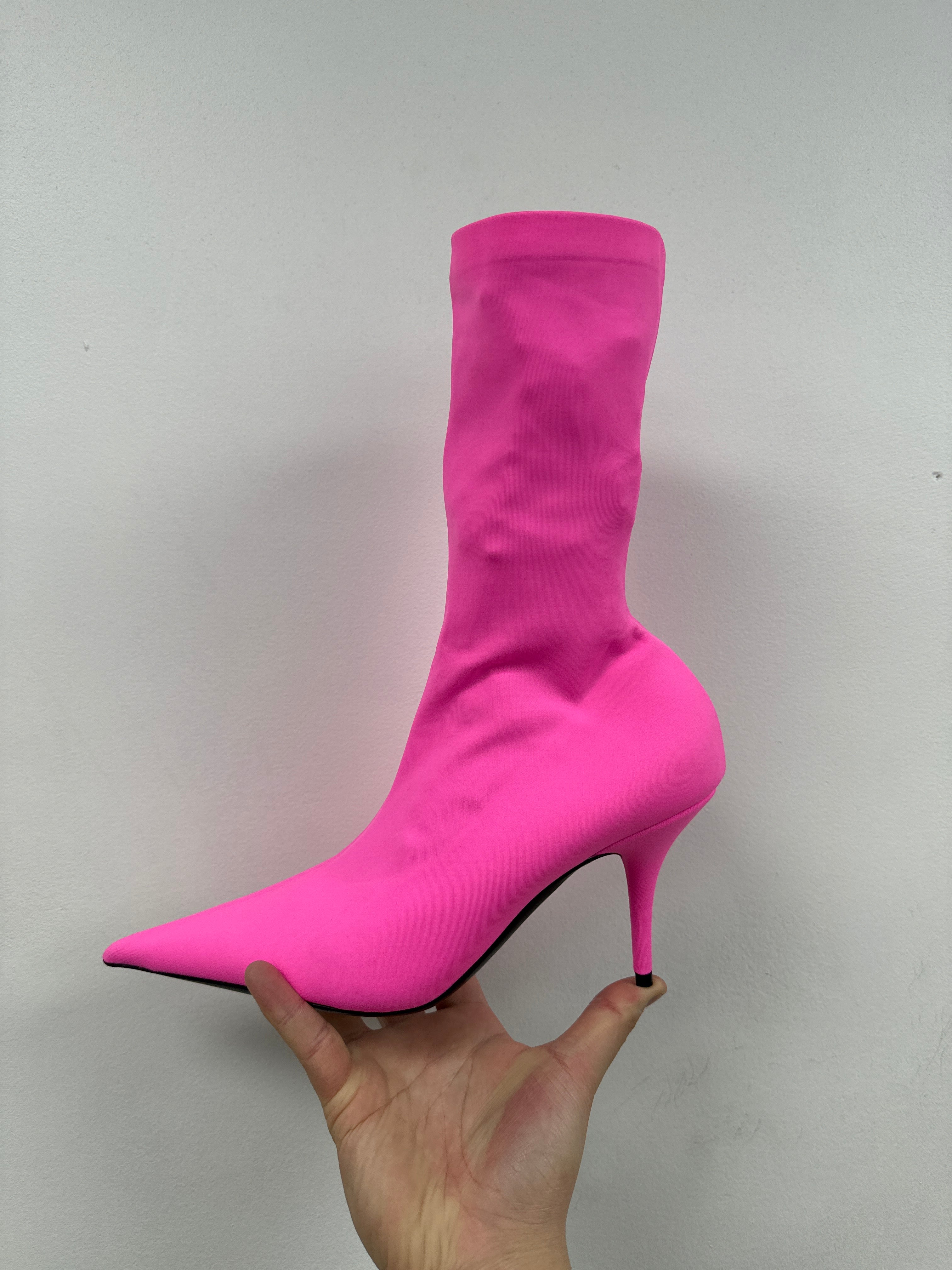Balenciaga Pink Knife Boot Heels