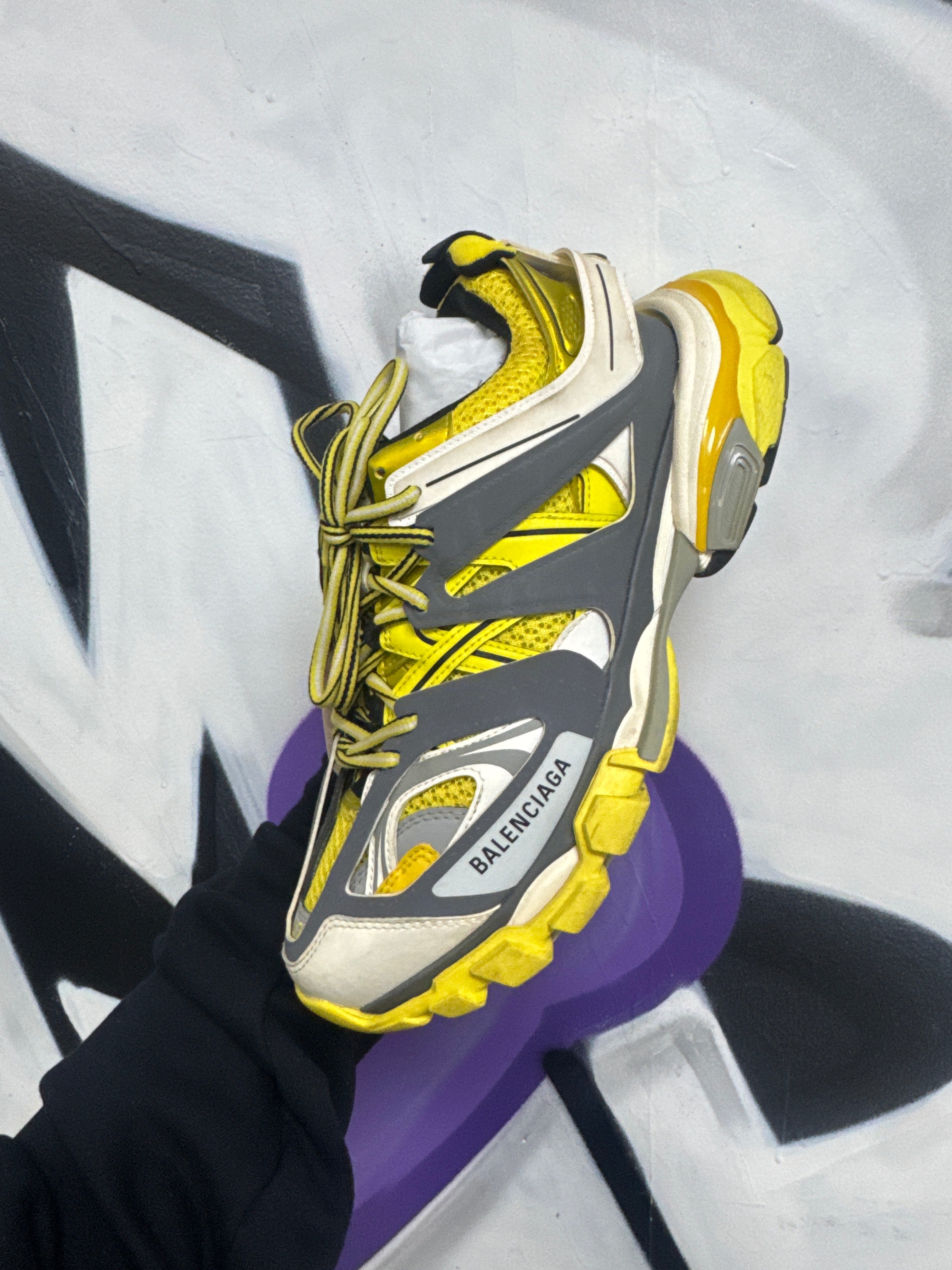 Balenciaga Grey Yellow Track Sneakers