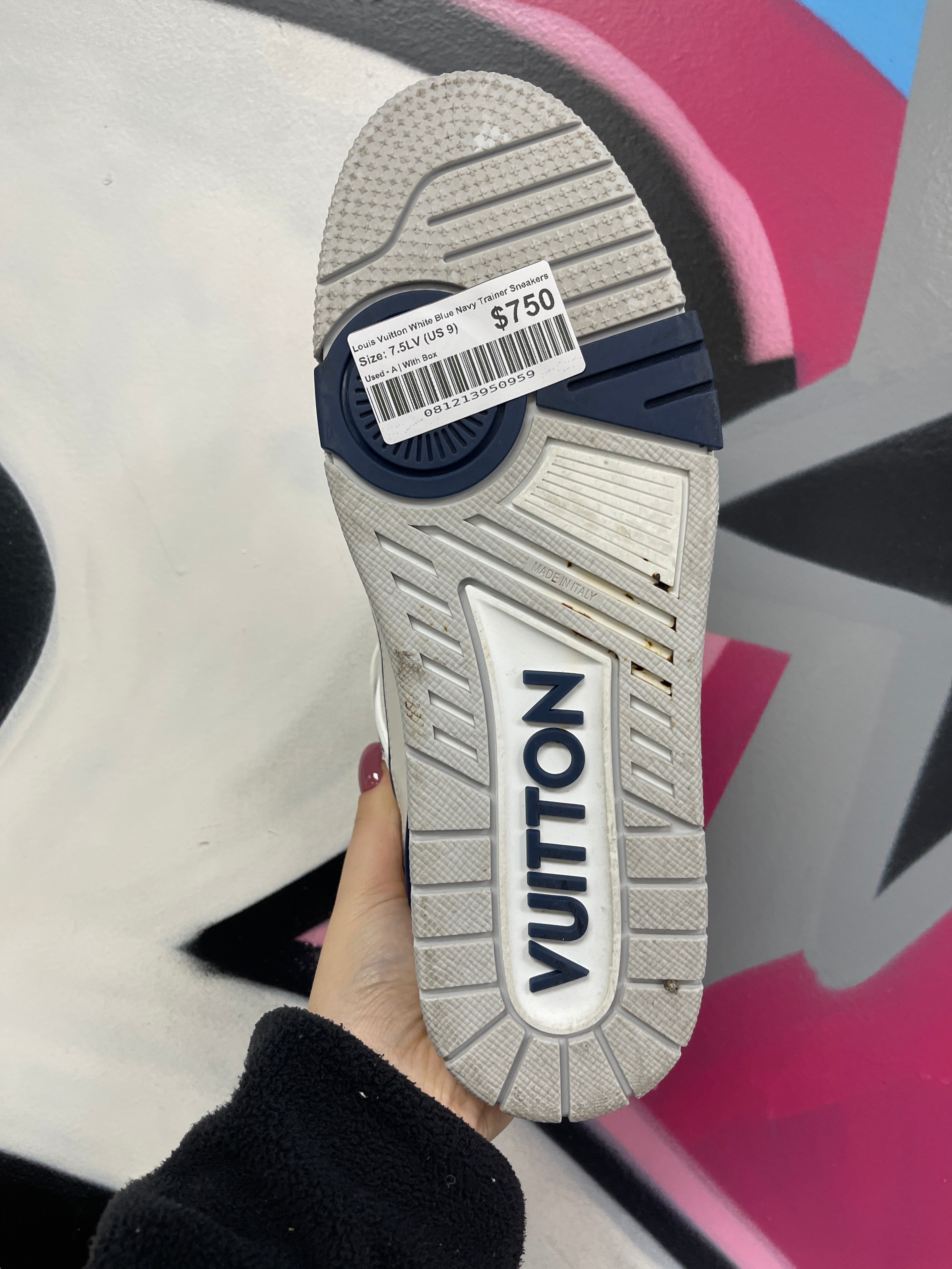 Louis Vuitton White Blue Navy Trainer Sneakers