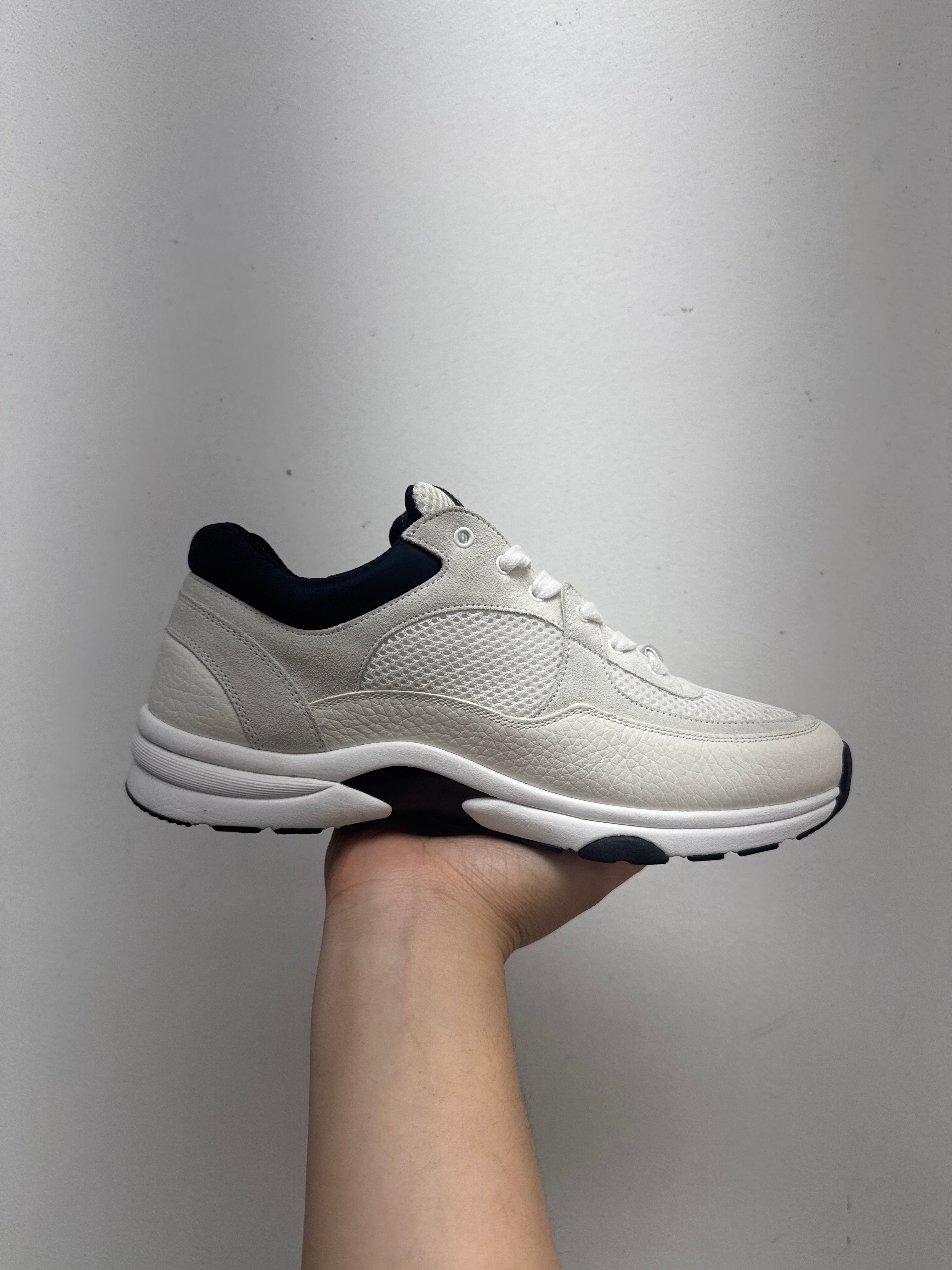 Chanel White Black CC Logo Runner Sneakers