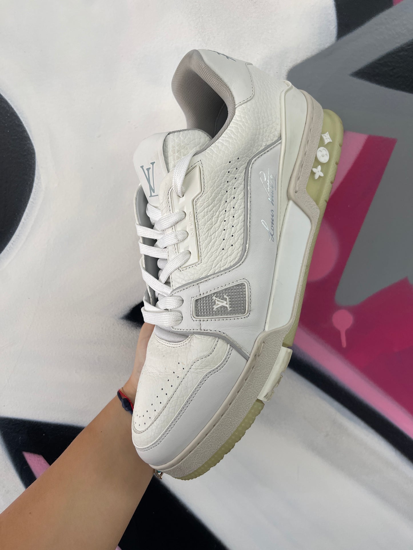 LV White 54 Trainer (NO INSOLE LV 7.5) Used No Box