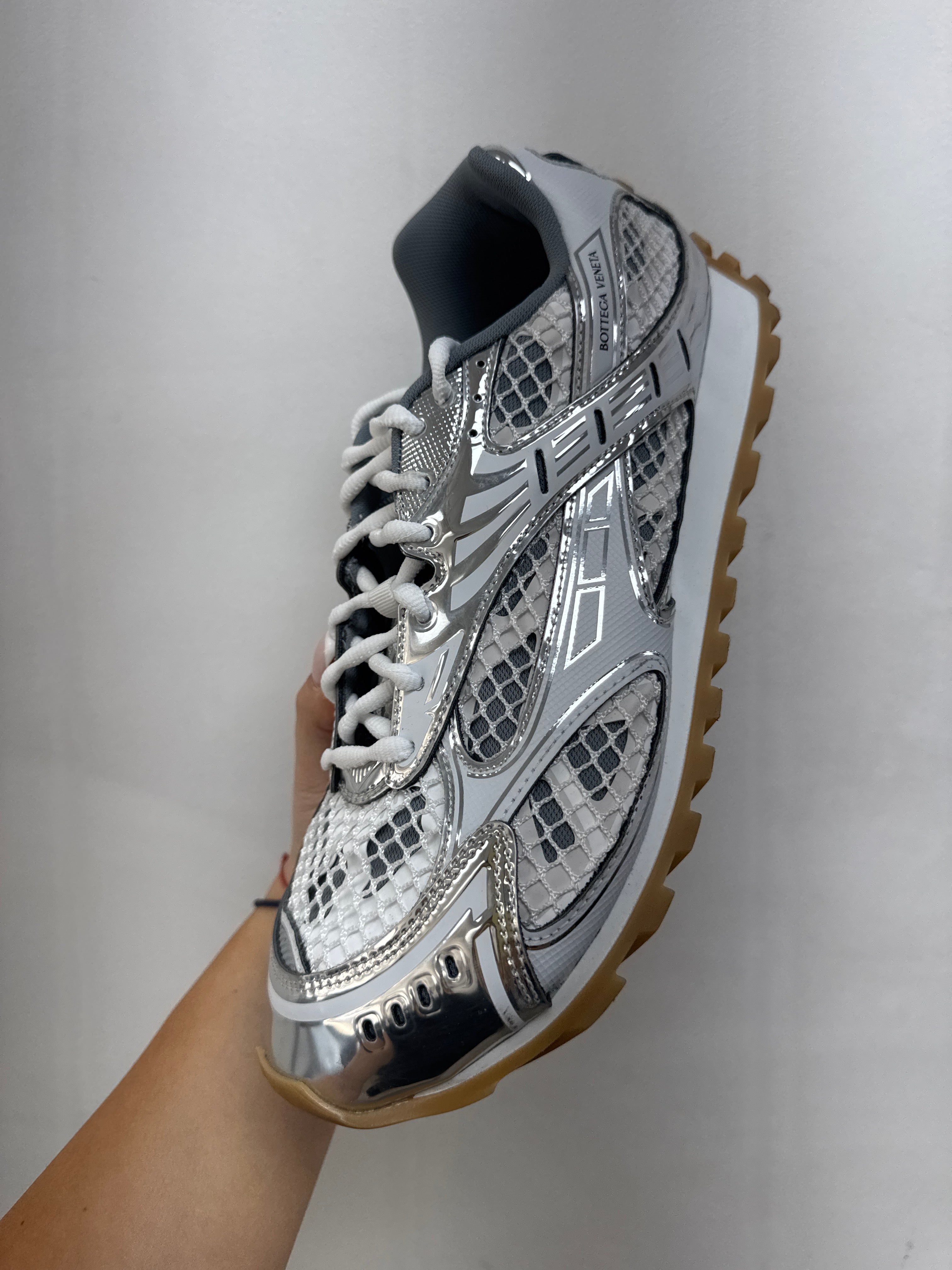 Bottega Veneta White Silver Orbits Sneakers