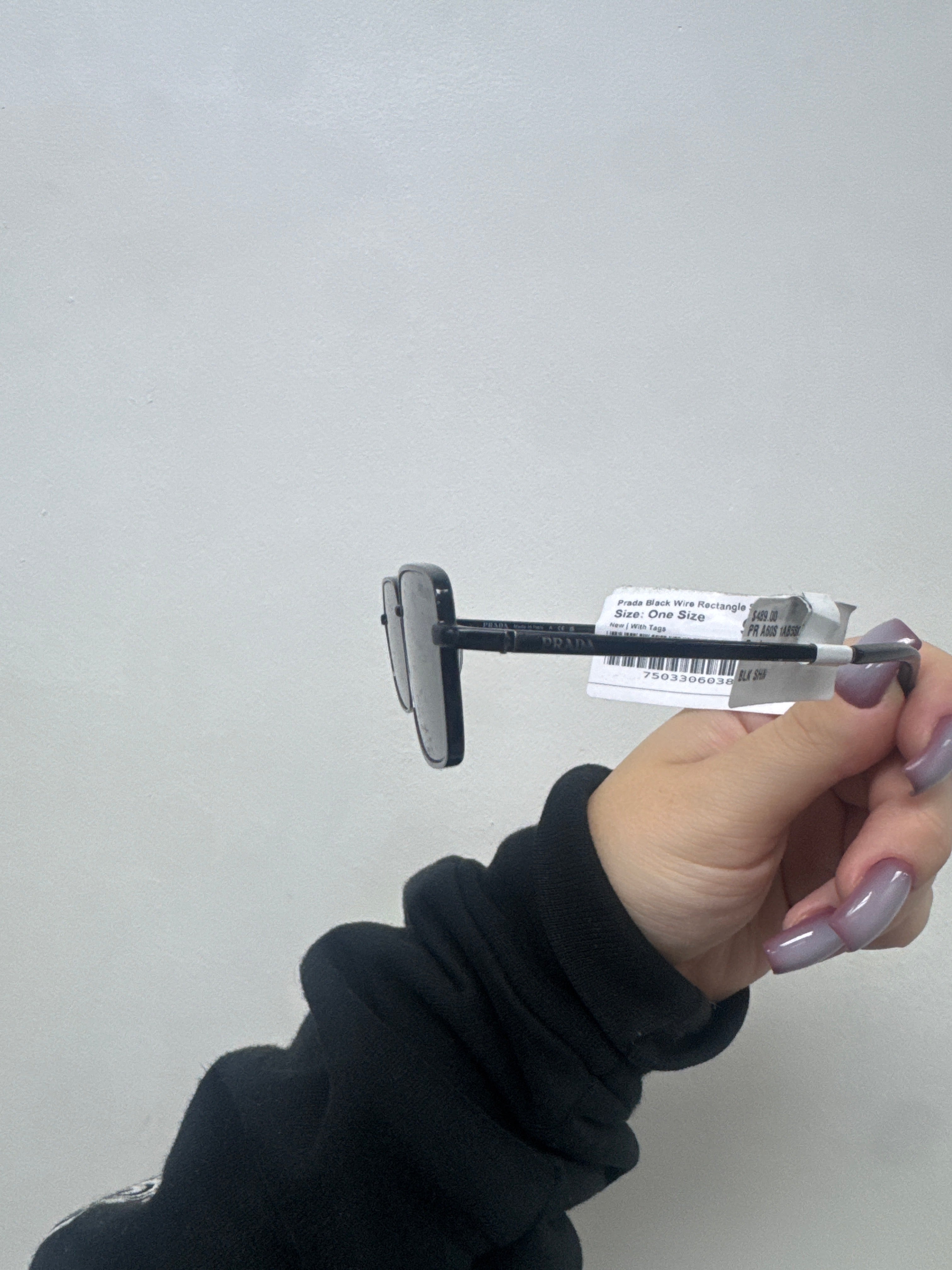 Prada Black Wire Rectangle Sunglasses