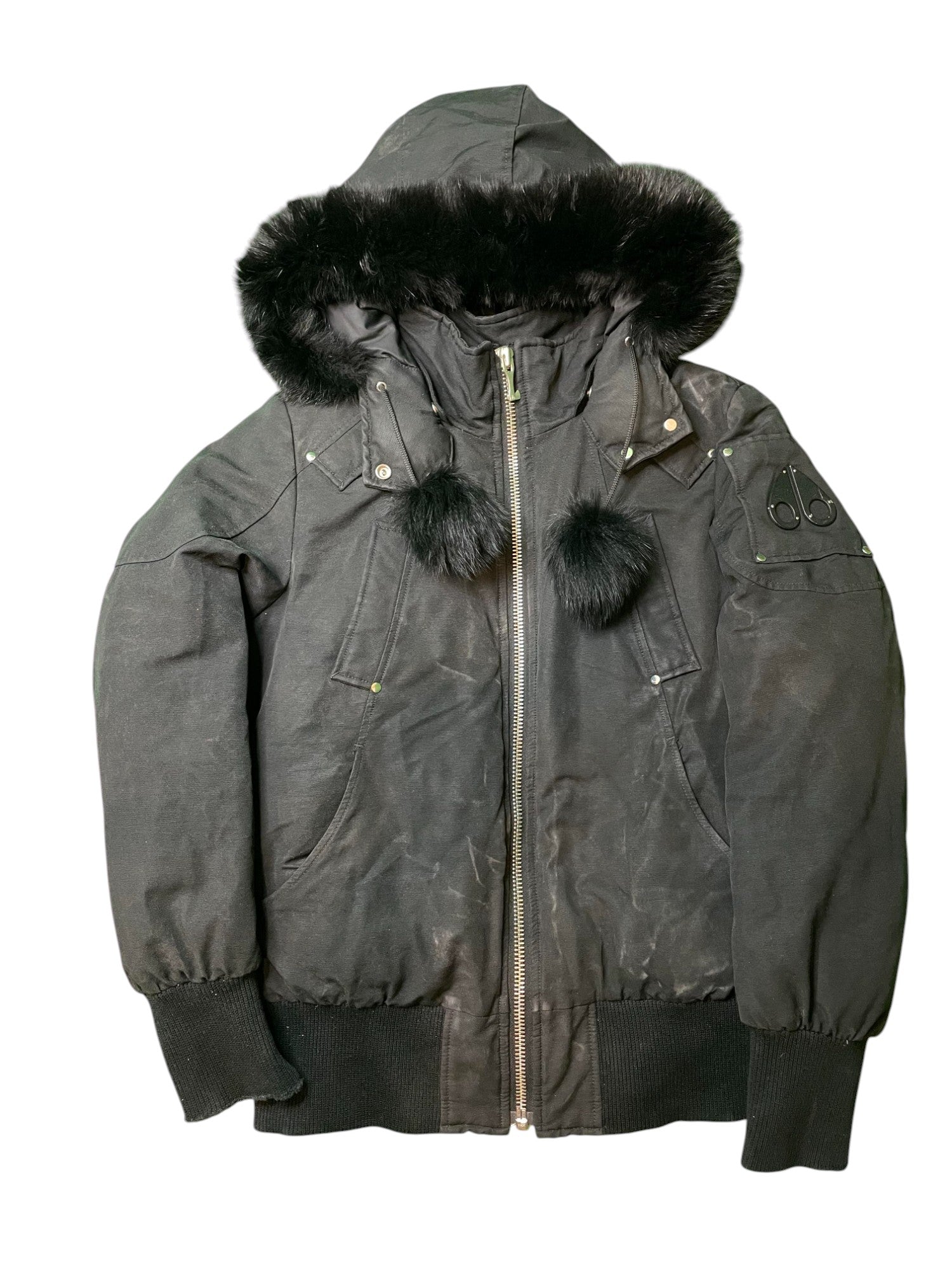 Moose Knuckles Fur Black Women's Bomber Jacket