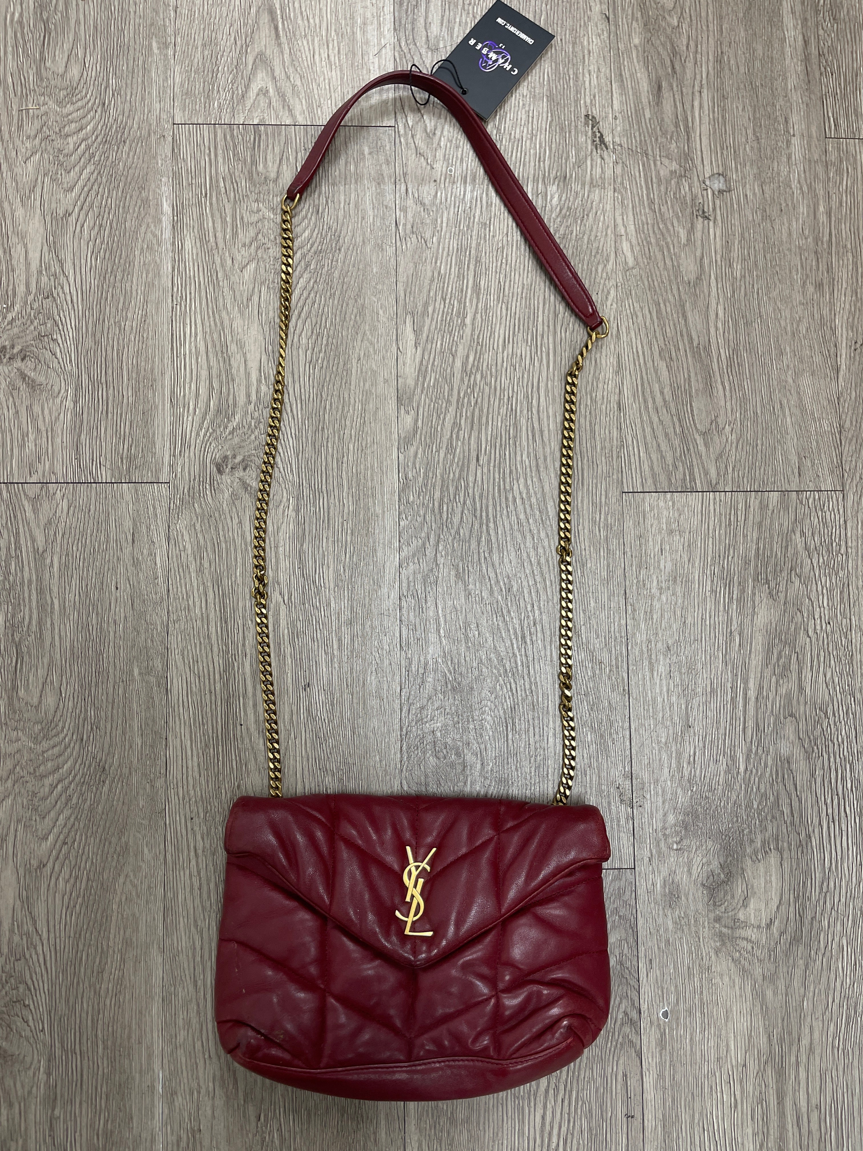 YSL Rouge Cabernet Puffer Toy Quilted Lambskin Shoulder Bag