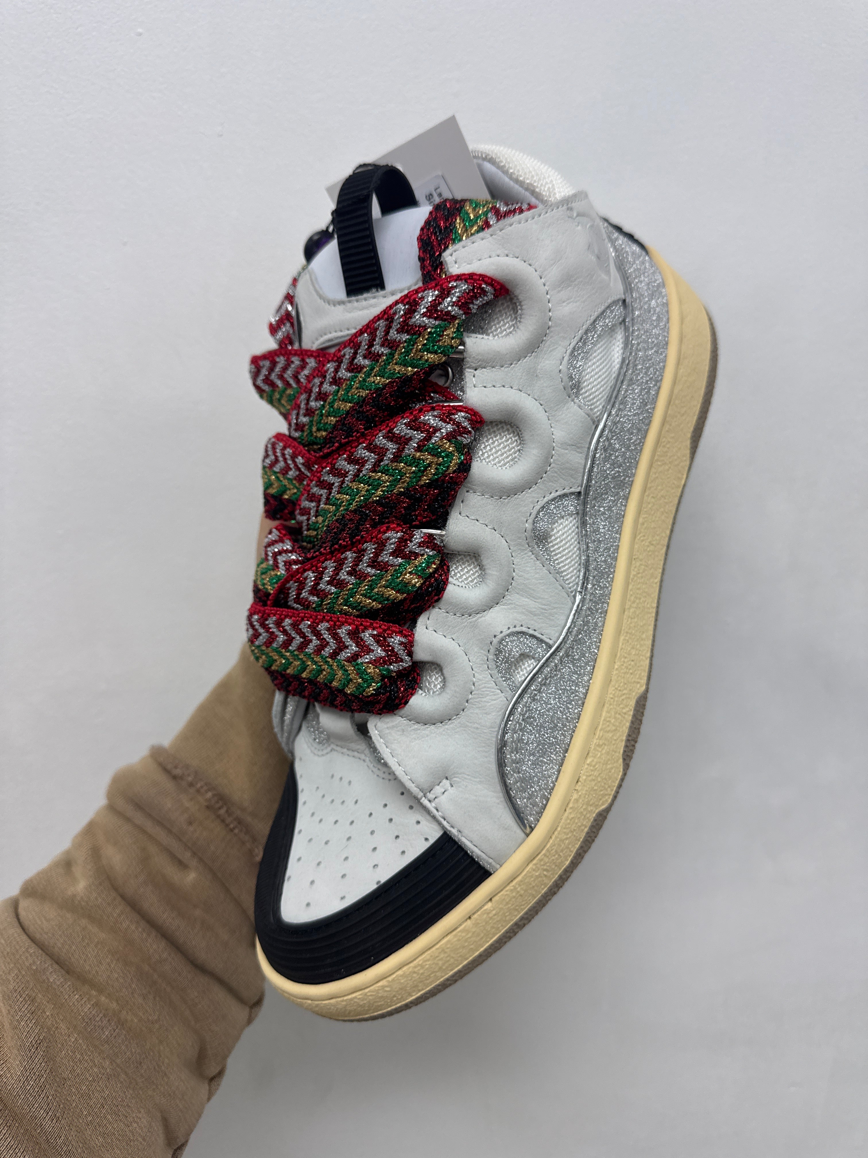 Lanvin Glitter White Curb Sneakers