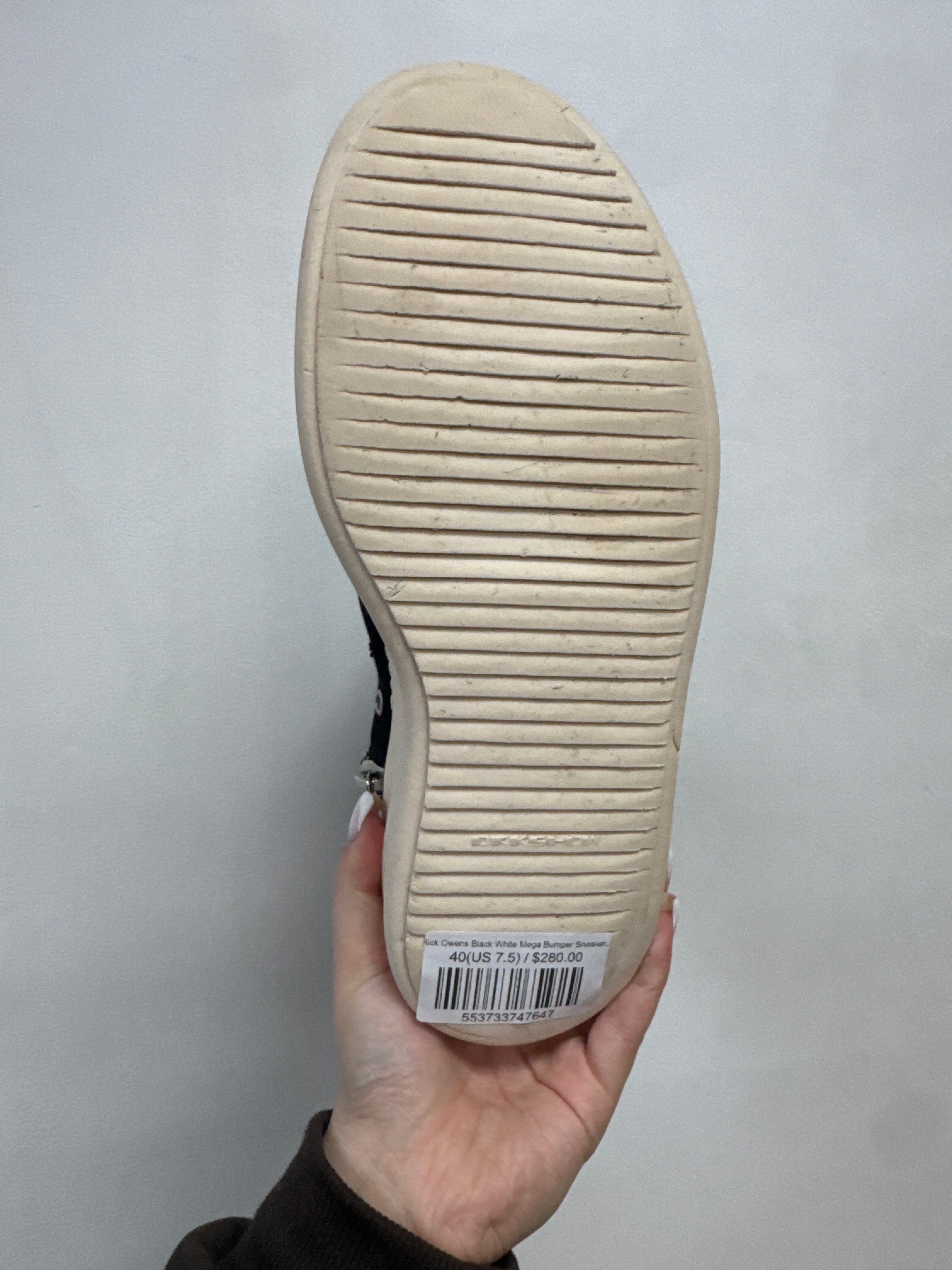 Rick Owens Black White Mega Bumper Sneakers Used No Box