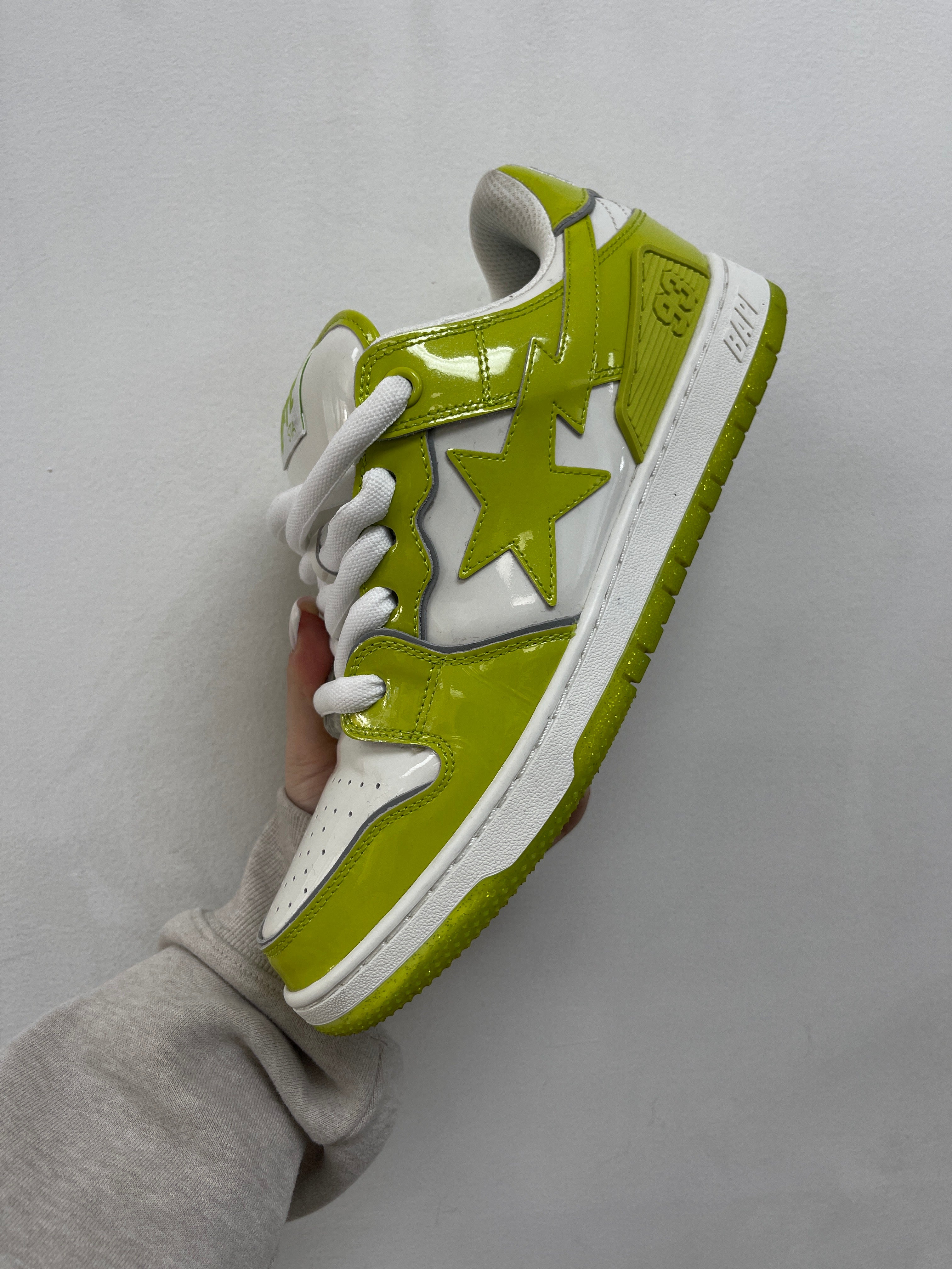 BAPE Green Sk8sta Patent Sneakers