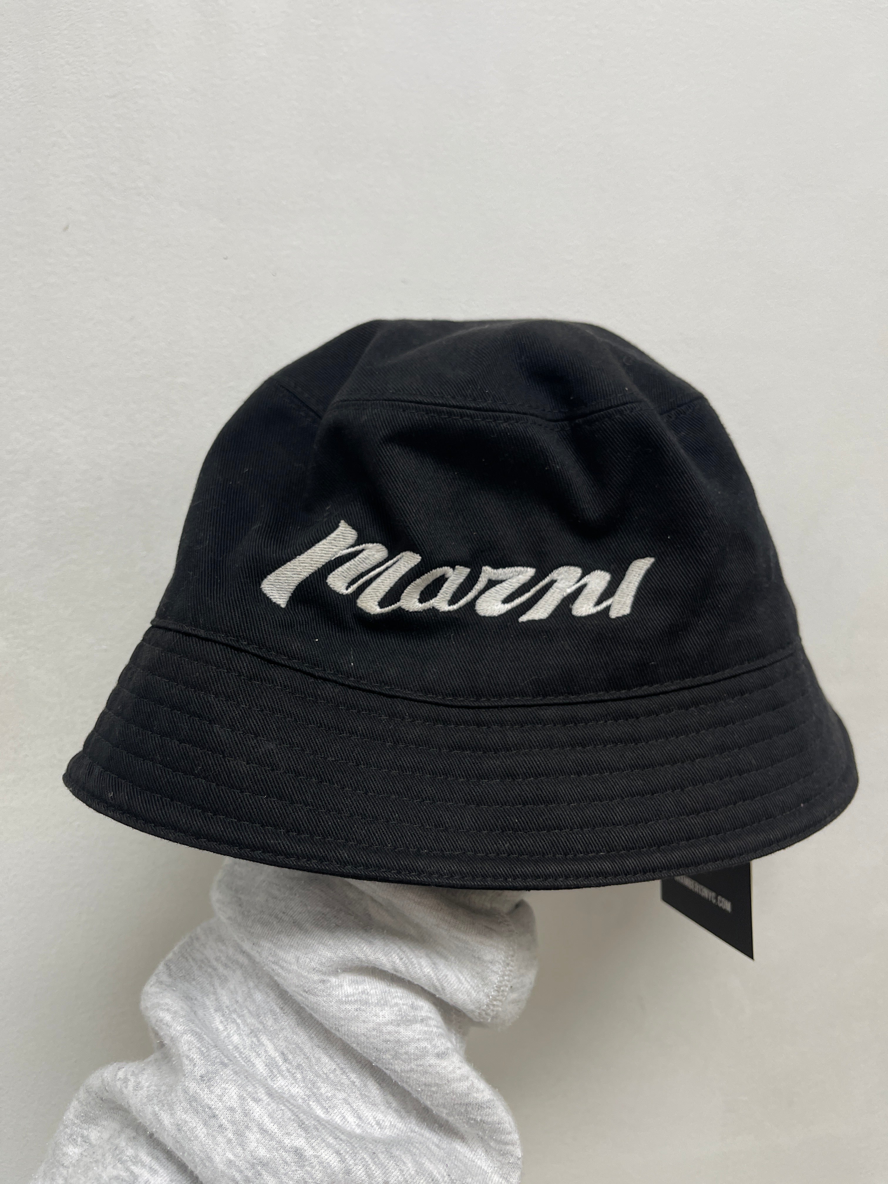 Marni Black White Embroidered Bucket Hat