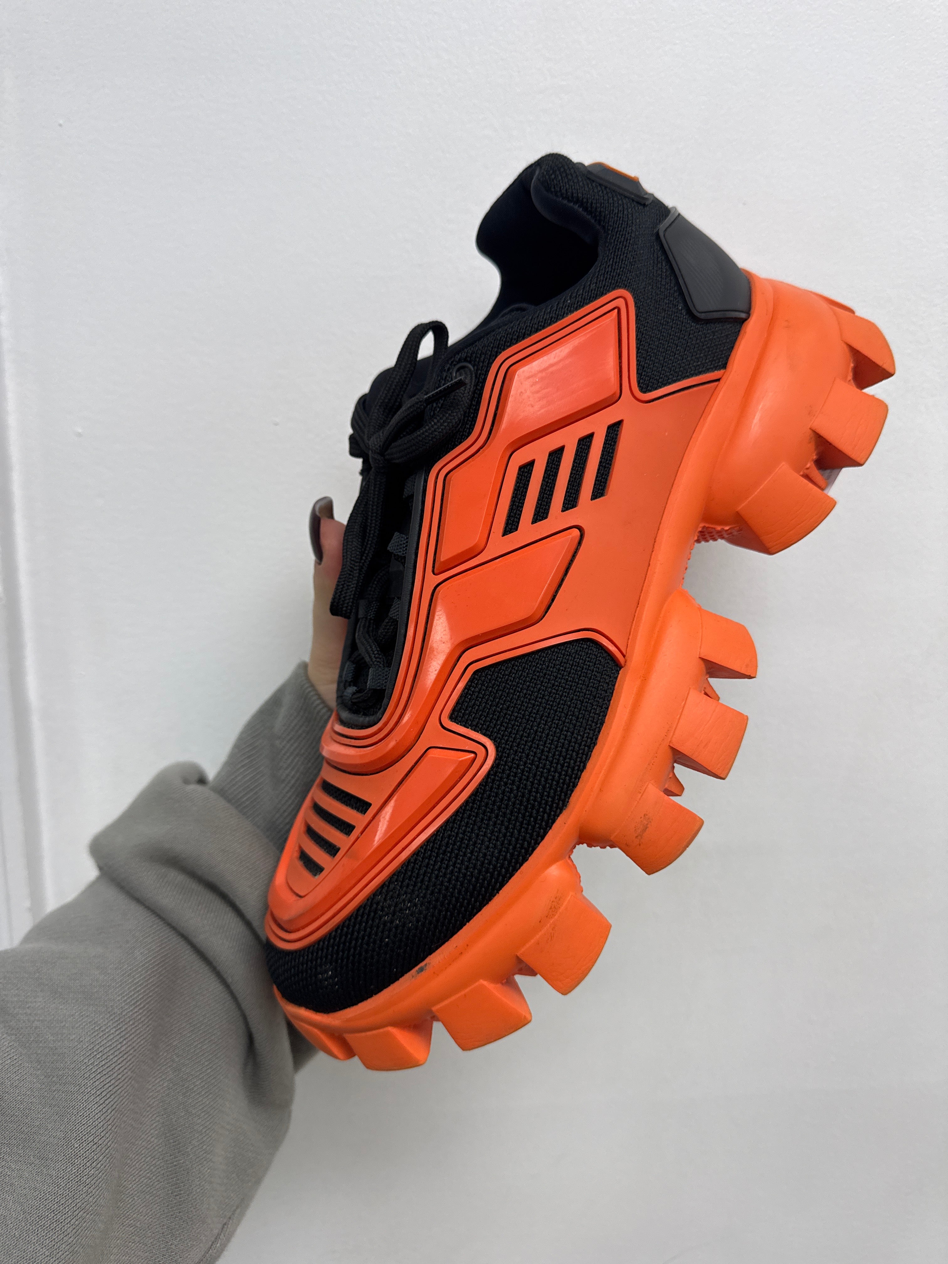 Prada Orange Black Cloud Bust Sneakers