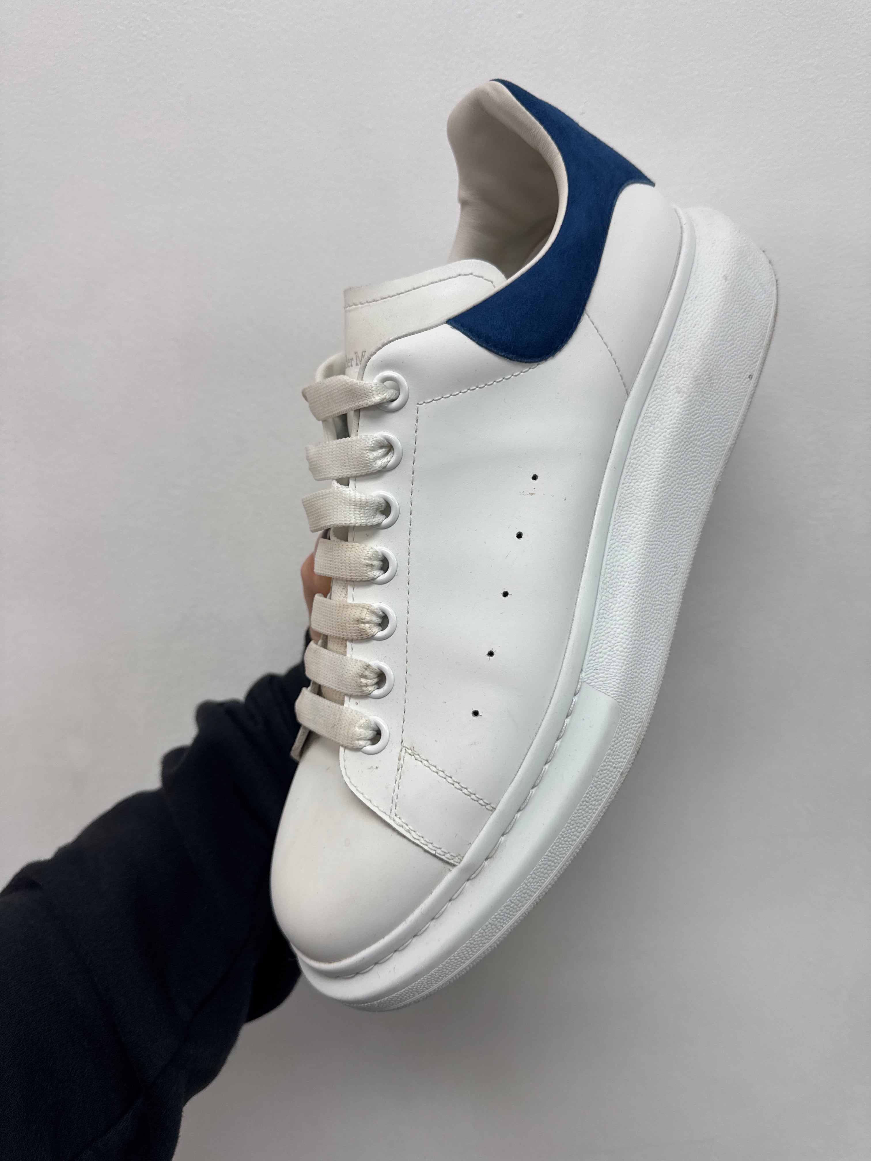 Alexander Mcqueen White Blue Suede Oversized Sneakers