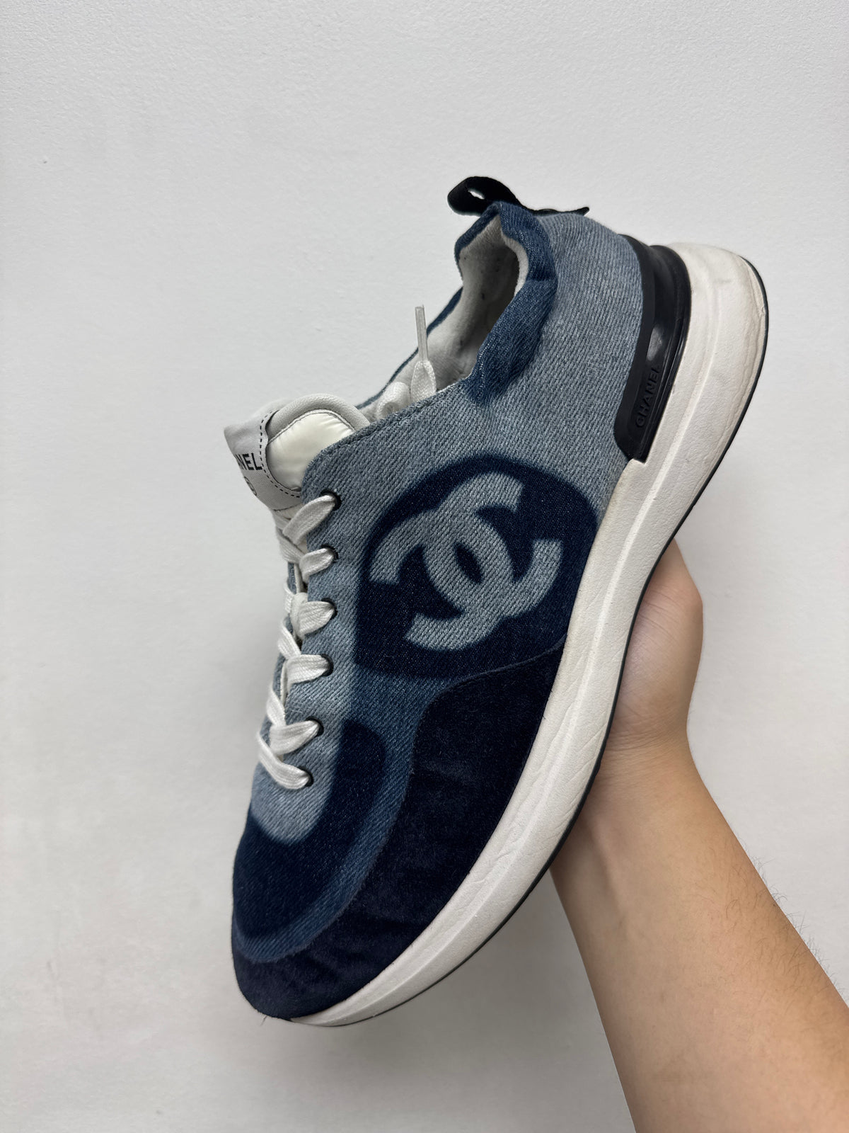 Chanel Denim CC Logo Runner Sneakers