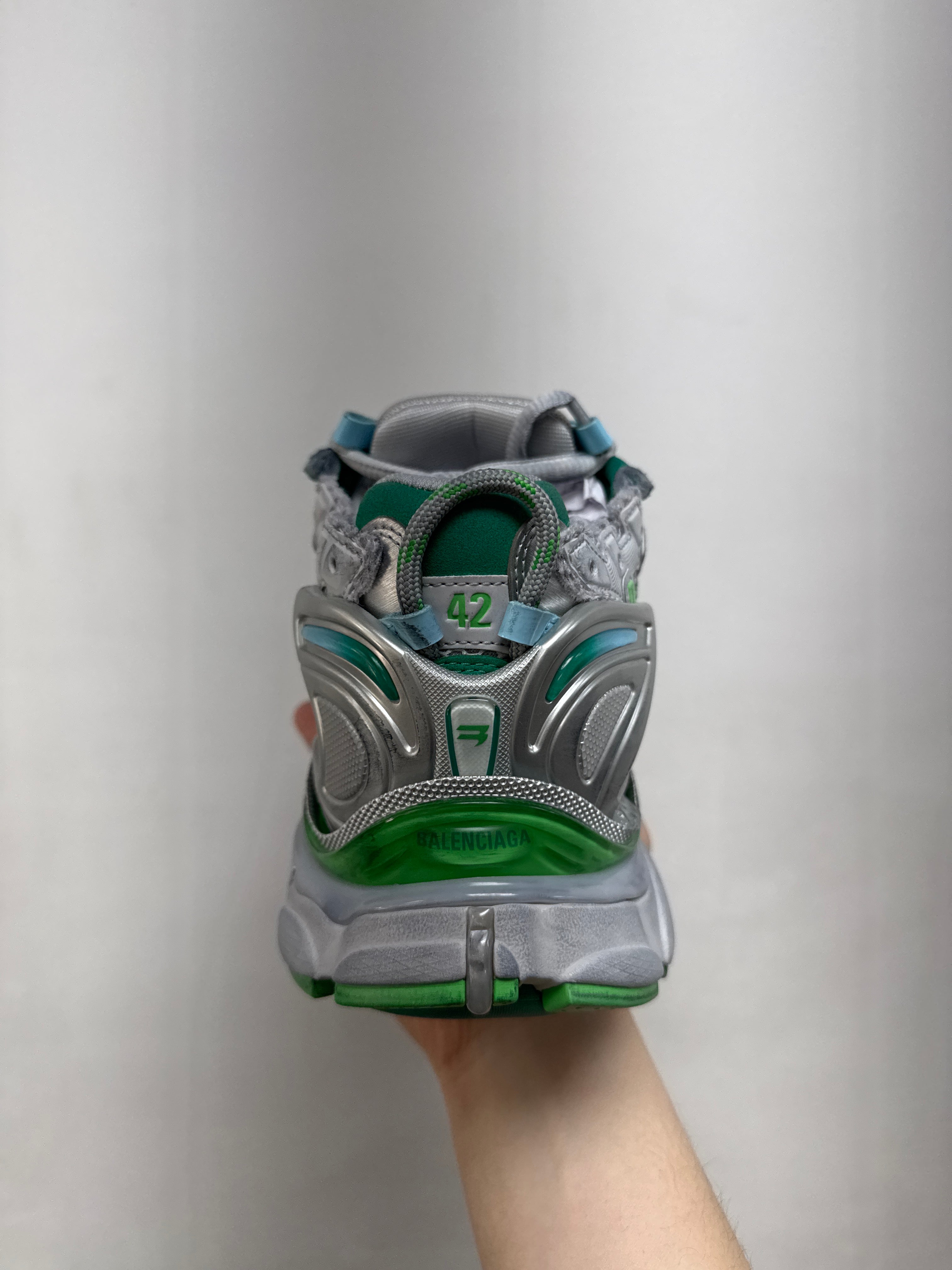 Balenciaga Teal Green Grey Runner Sneakers