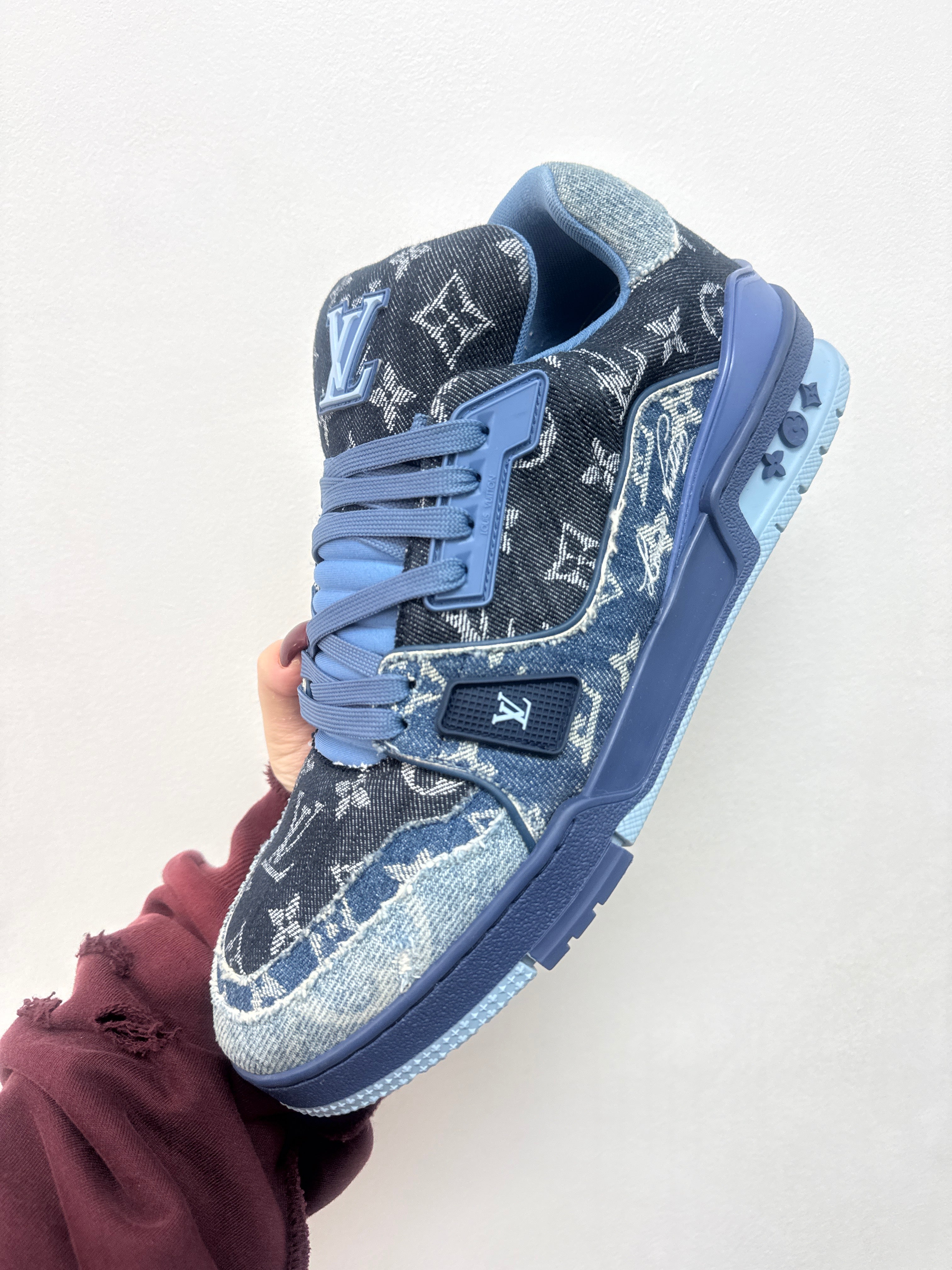 Louis Vuitton Denim Tri Color Monogram Trainer Sneakers