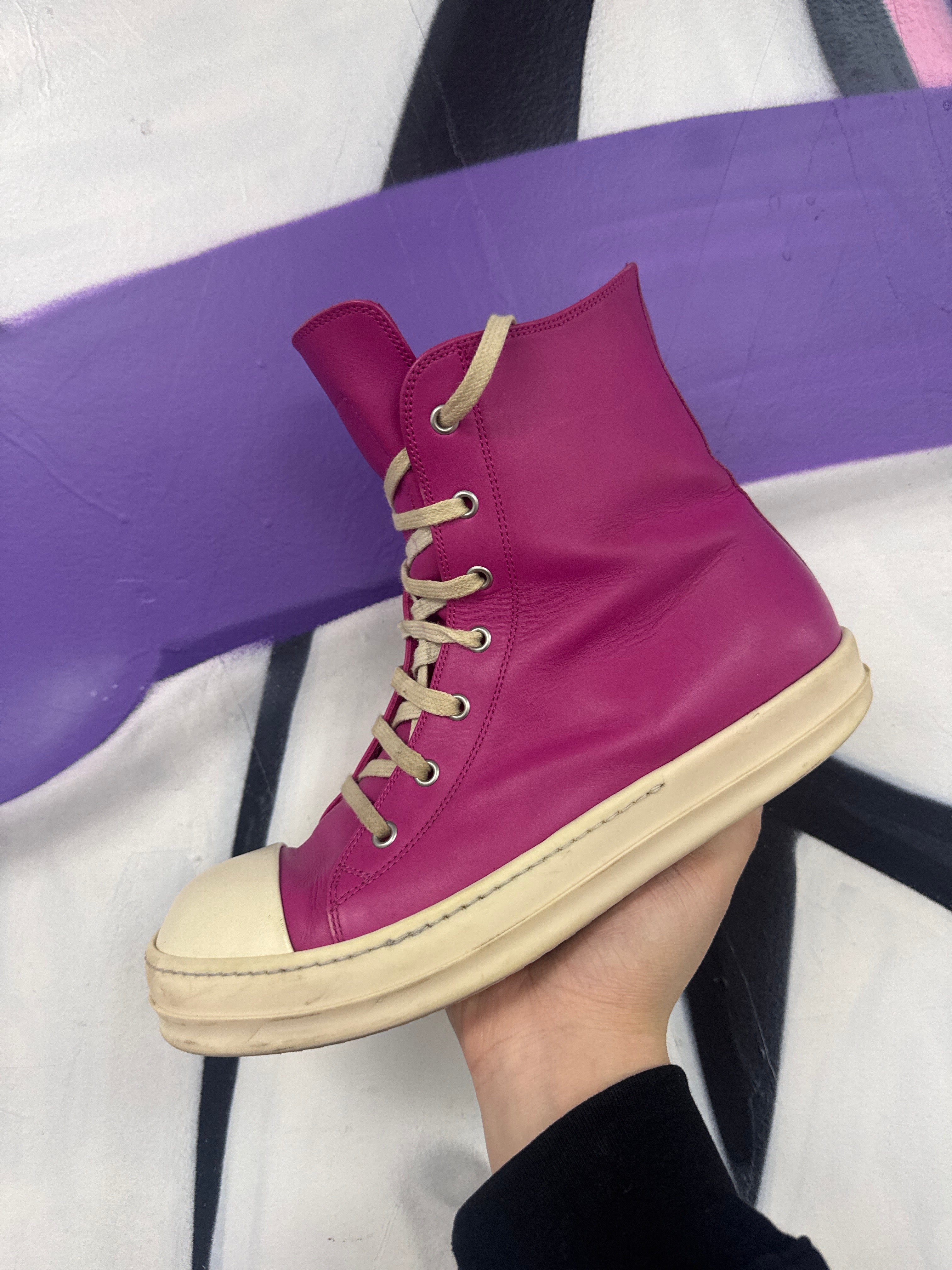 Rick Owens Hot Pink Cream Sneakers