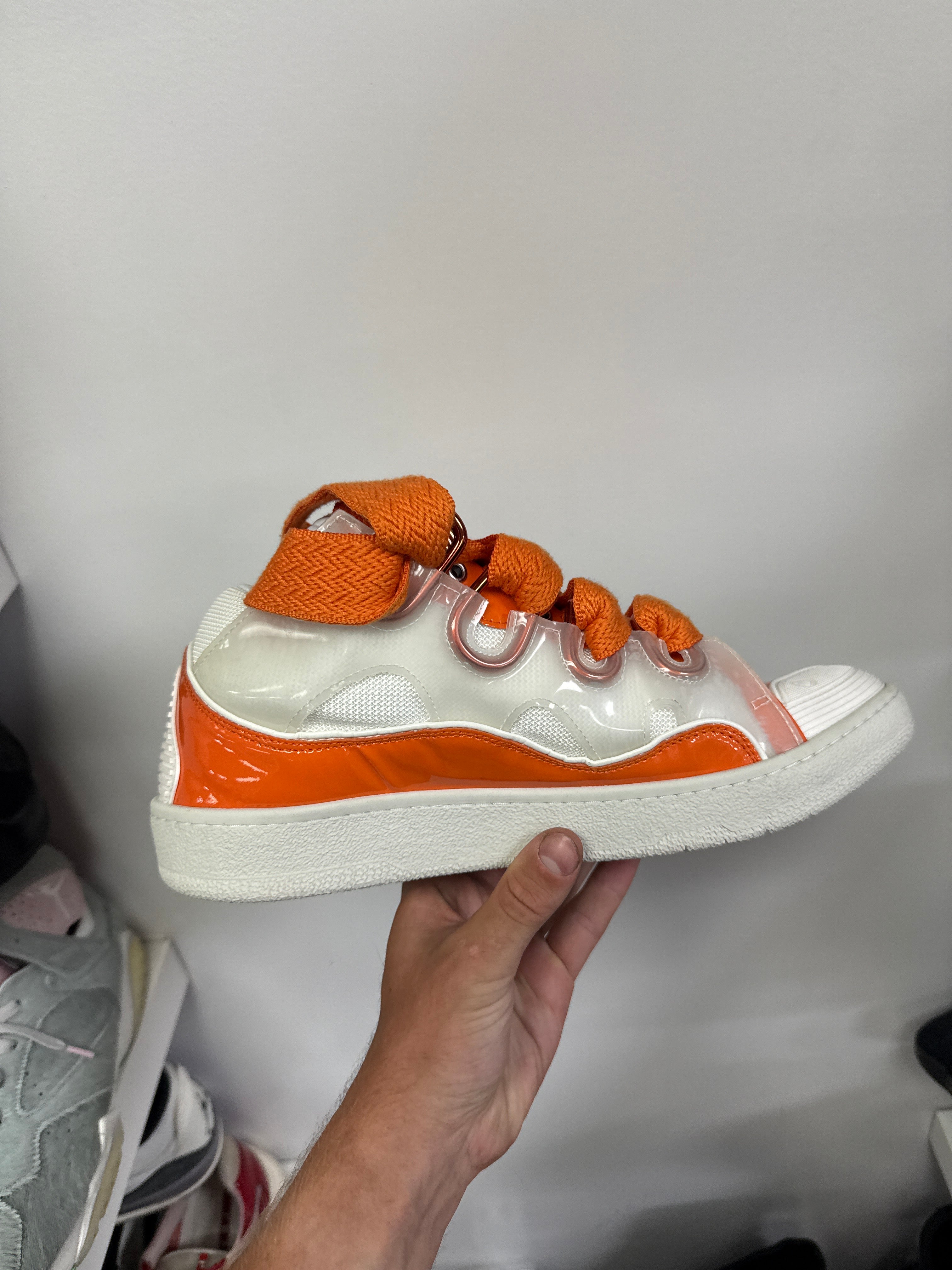Lanvin White Orange Curb Sneakers