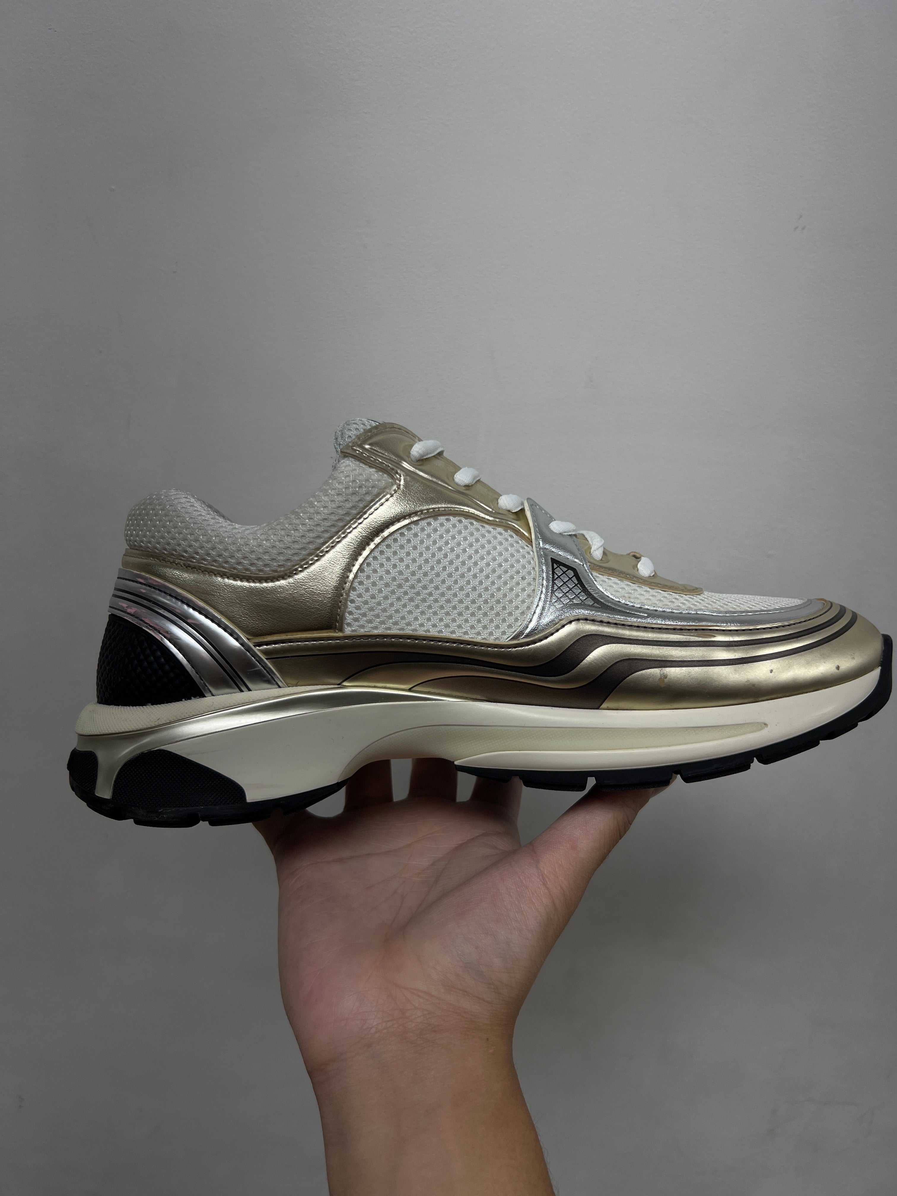 Chanel Metallic Gold CC Runner Sneakers