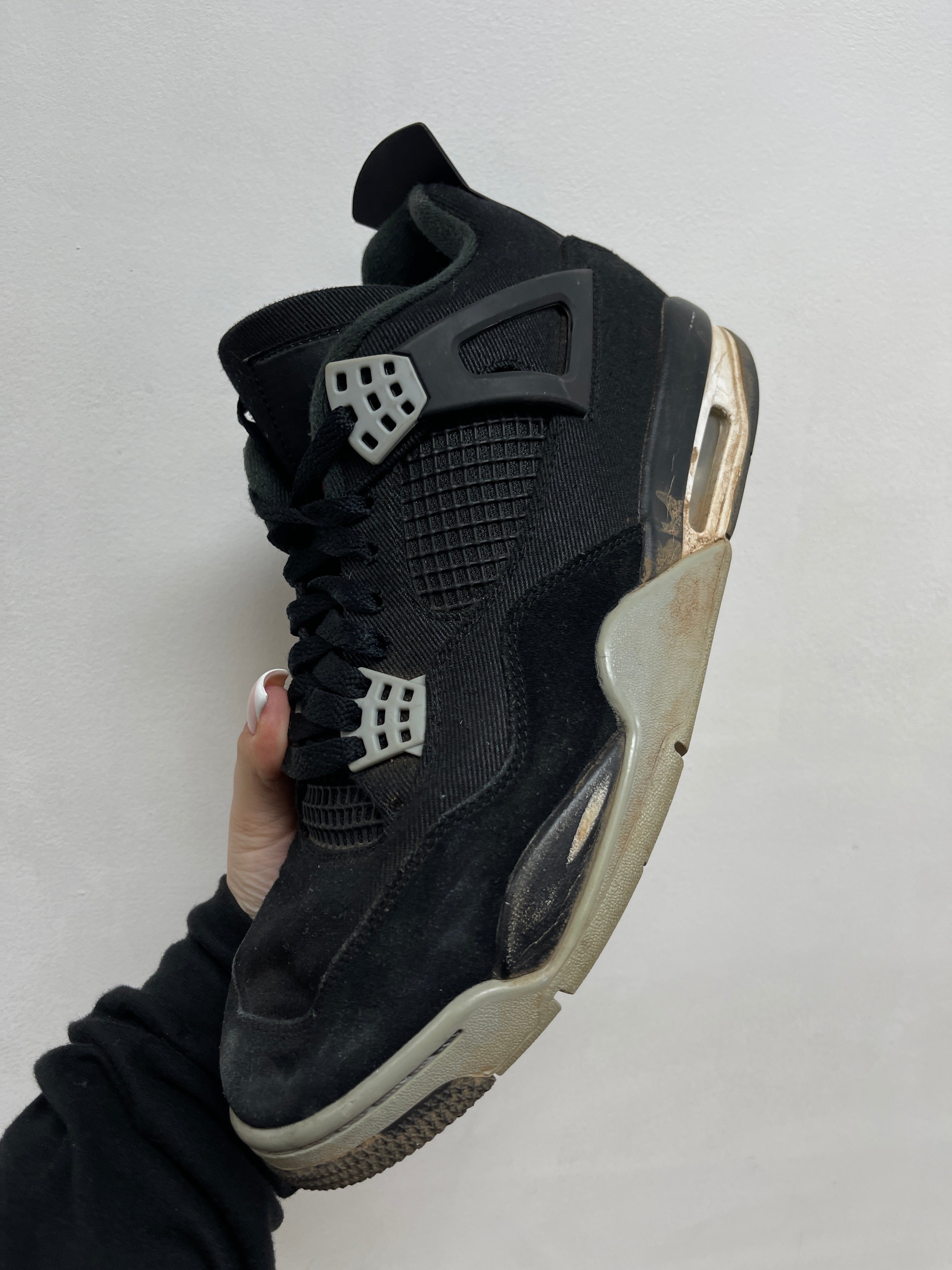 Jordan 4 Black Canvas Sneakers