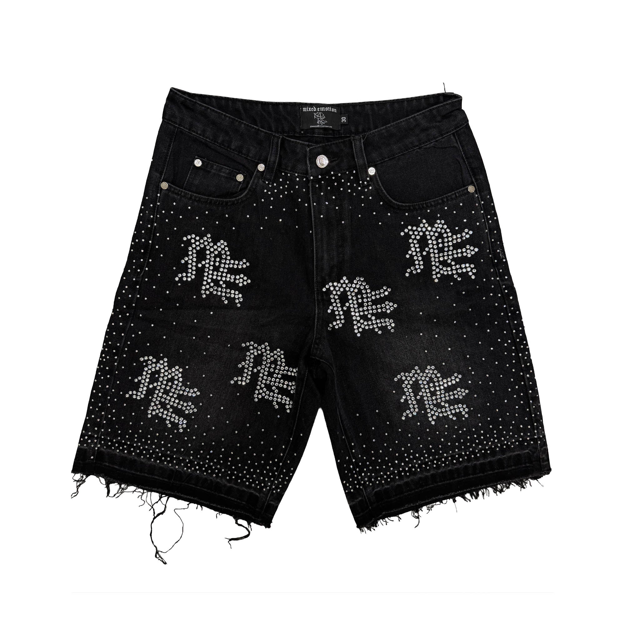 Mixed Emotions 'ME Rhinestone' Black Jean Shorts
