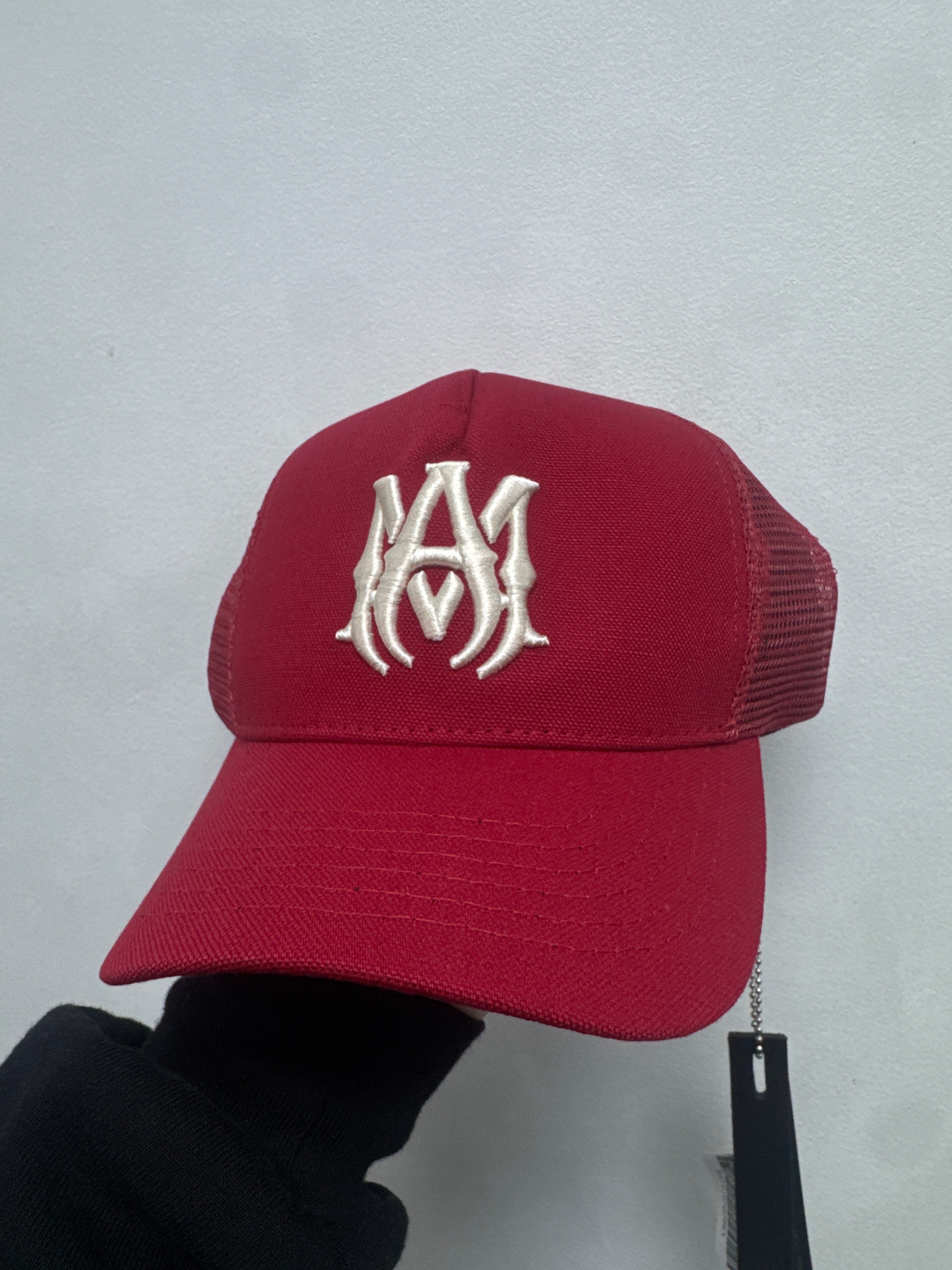 Amiri Red Cream MA Logo Trucker Hat