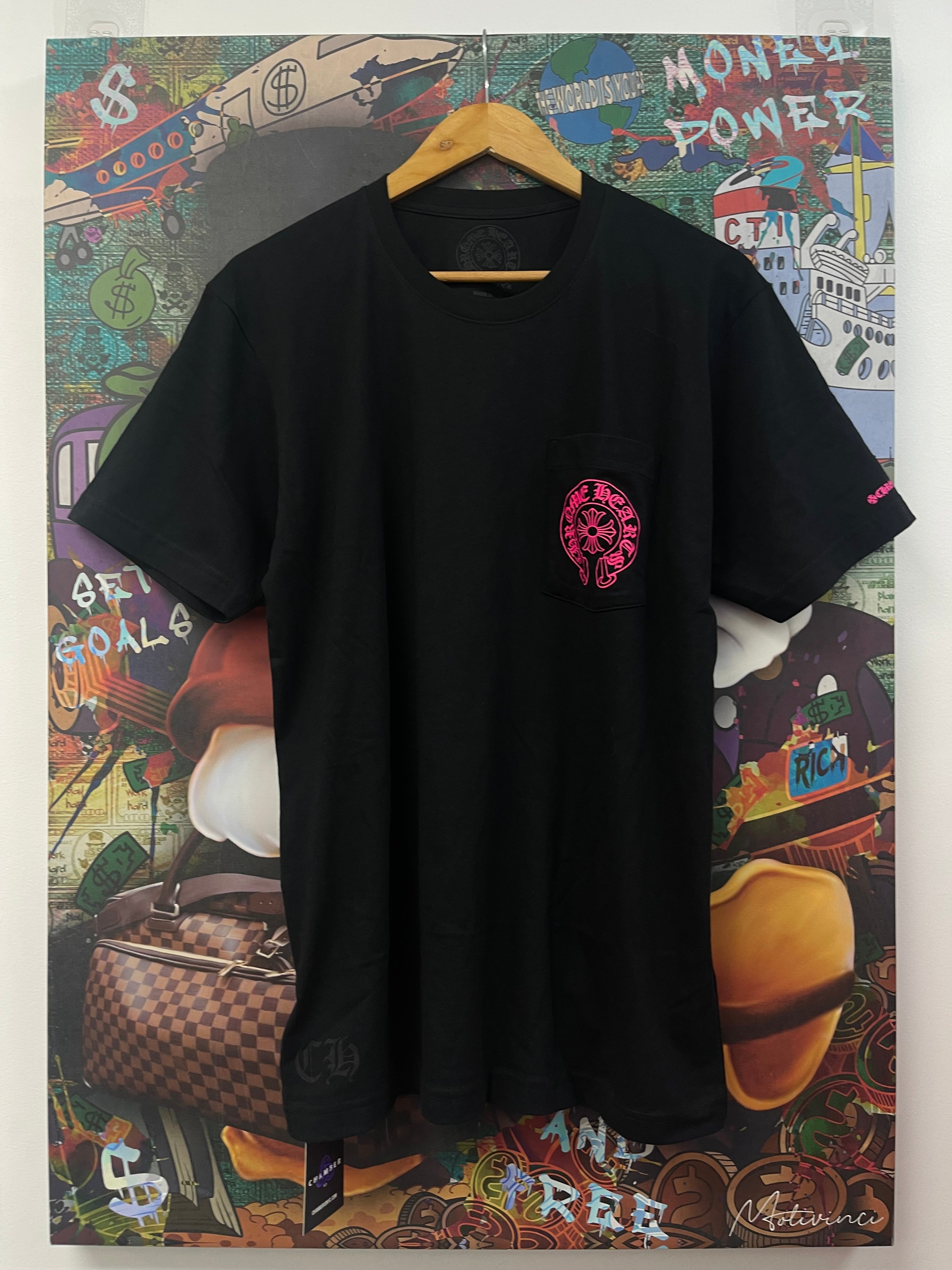 Chrome Hearts Black Pink Horseshoe Tee
