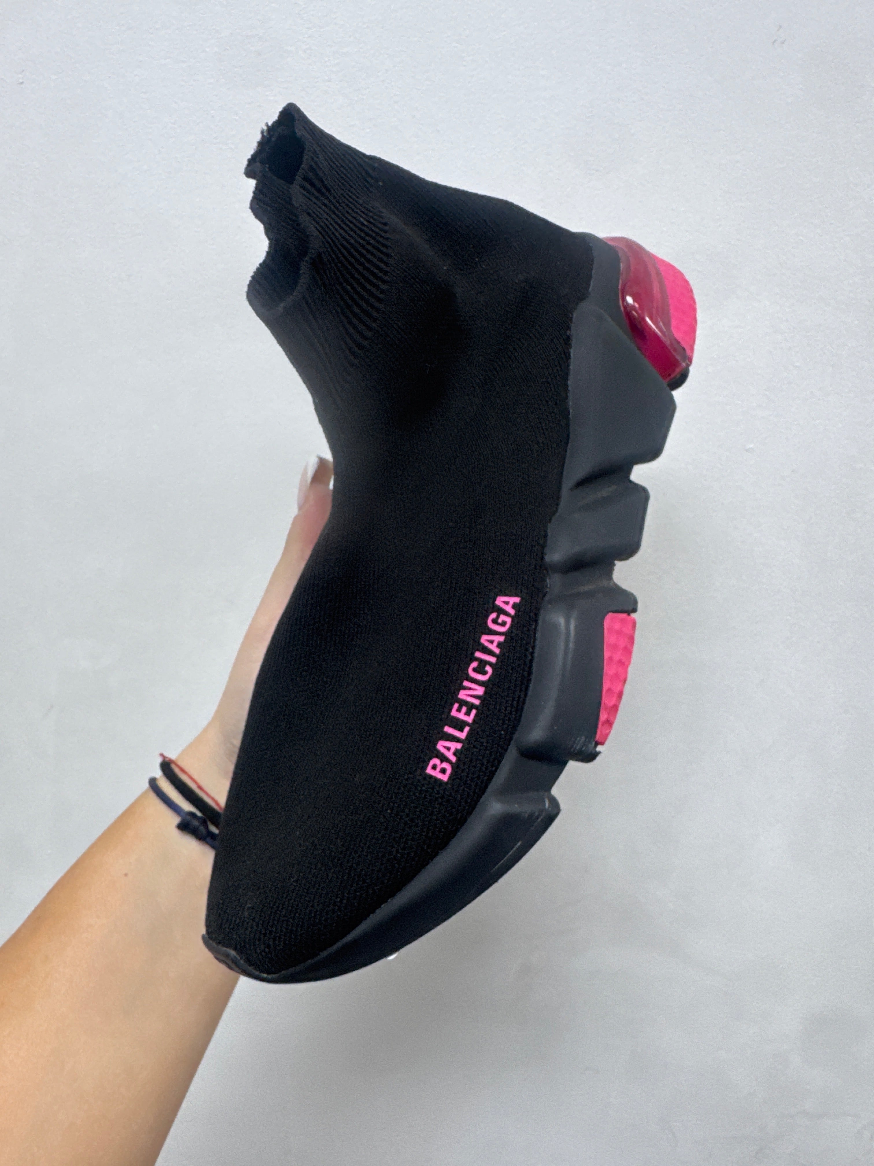 Balenciaga Black Pink Sock Runner Sneakers