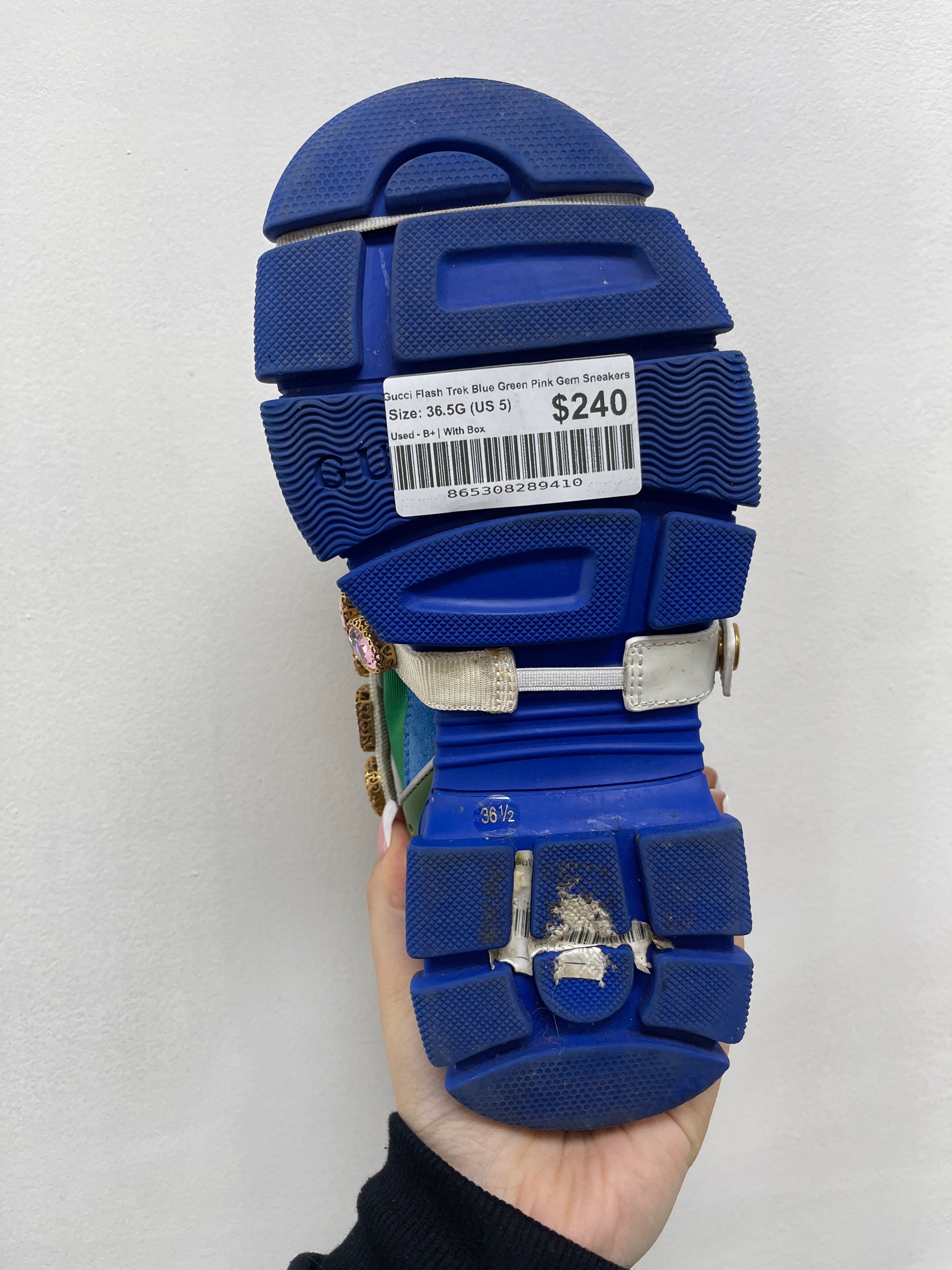 Gucci Flash Trek Blue Green Pink Gem Sneakers