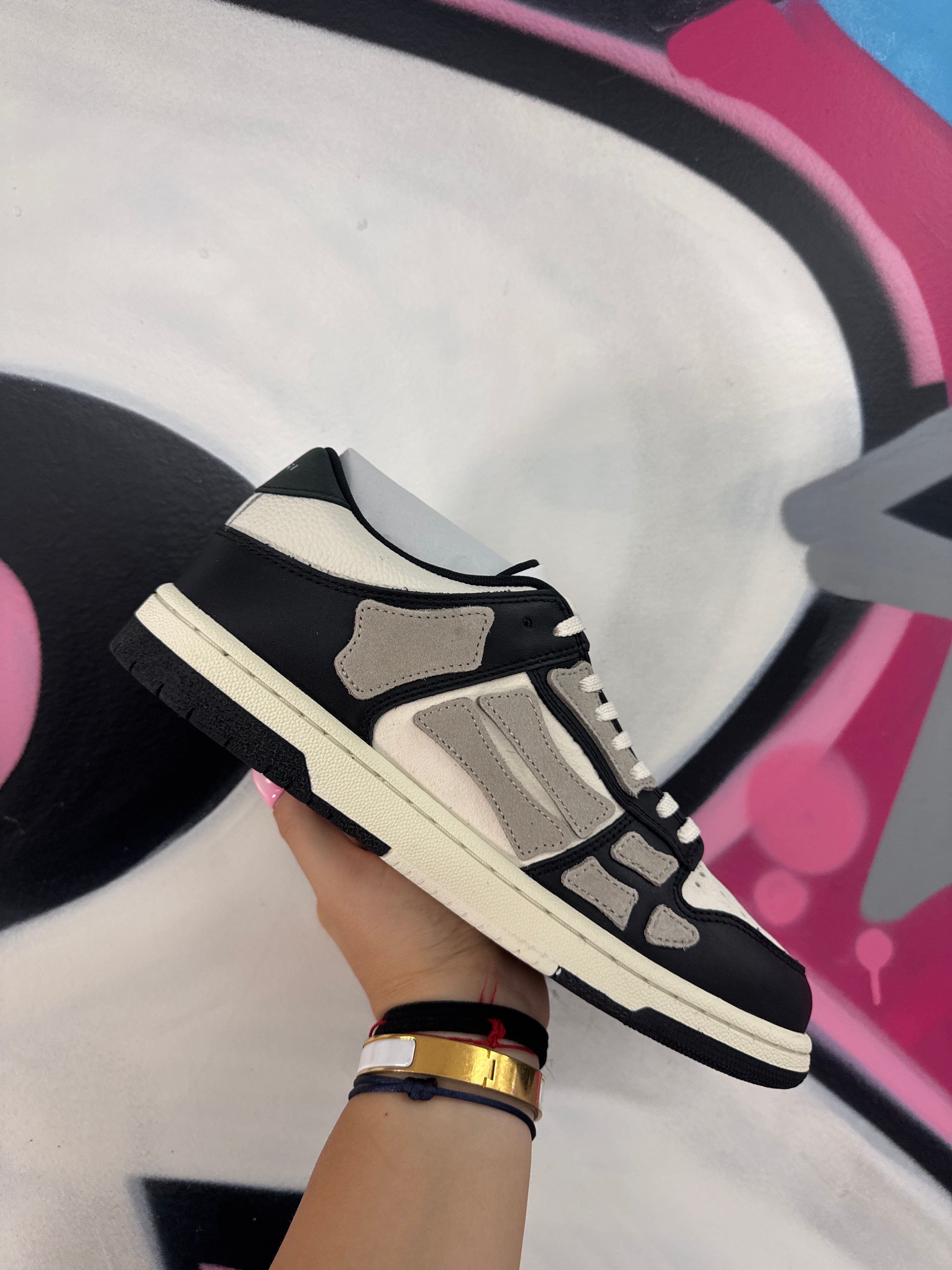 Amiri Skel Low Top Black White Bone Sneakers