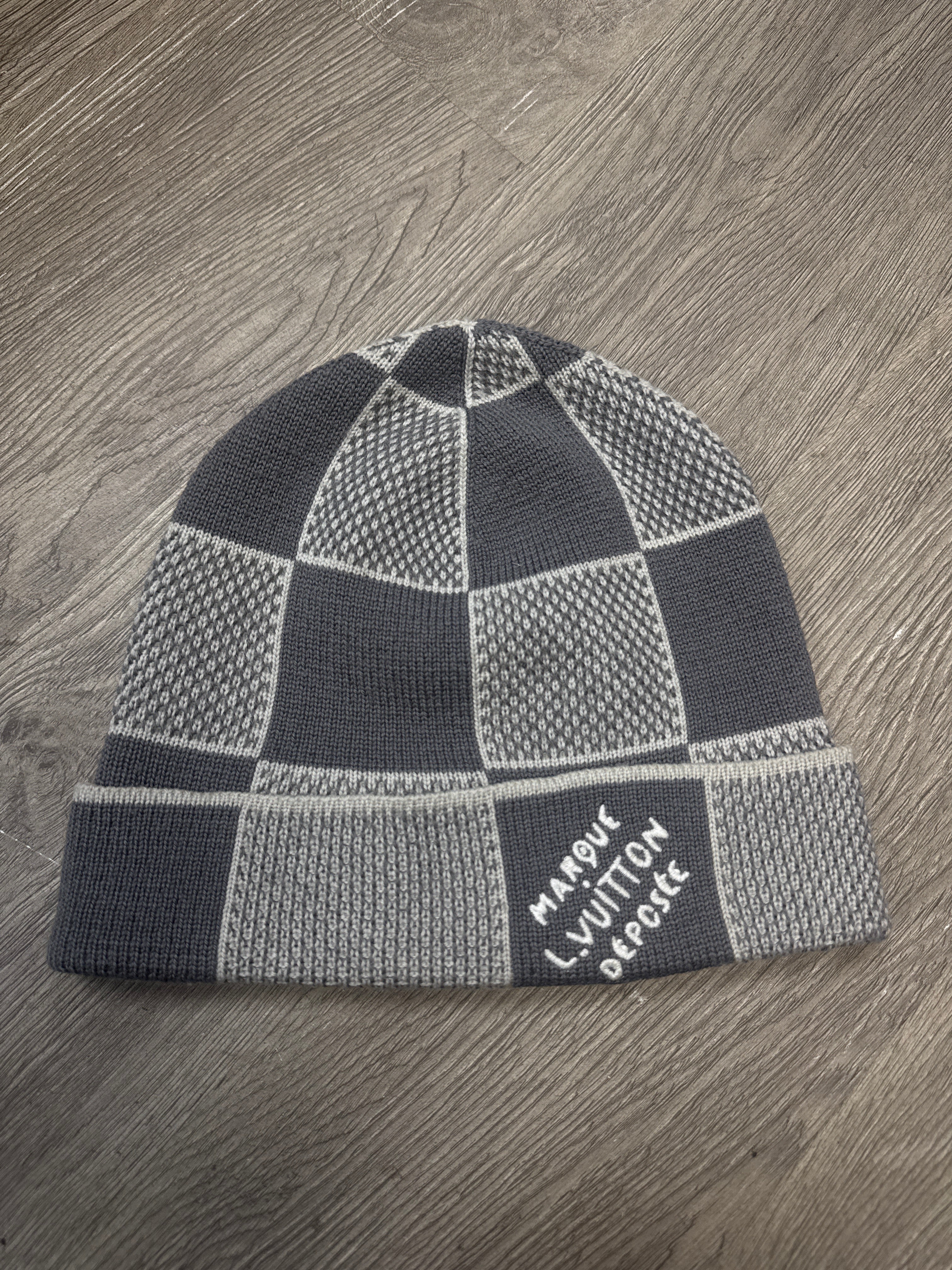 Louis Vuitton Grey Damier Marque Beanie