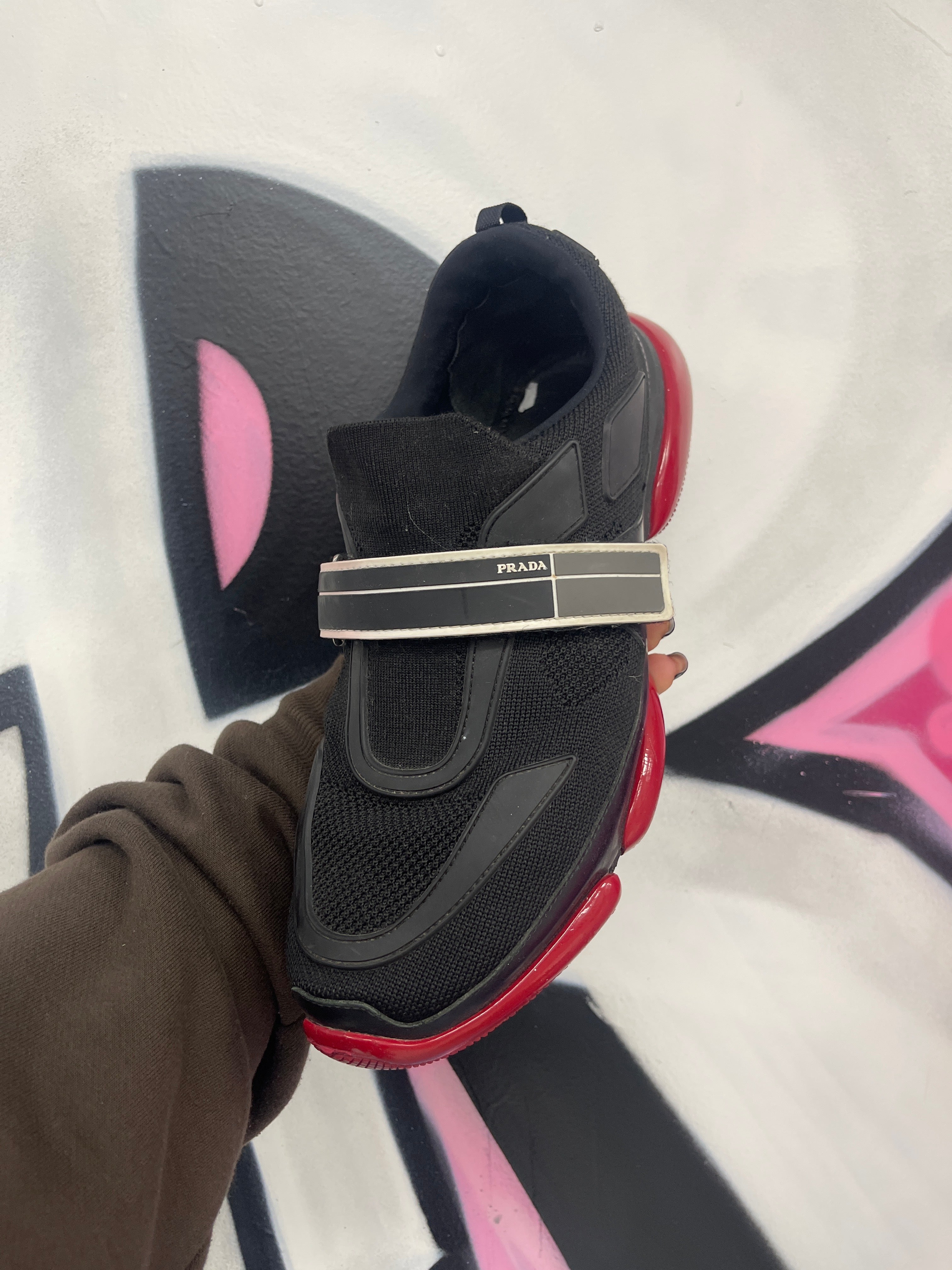 Prada Cloudbust Black Red Strap (No Insoles) Used 8.5P (US 10) No Box