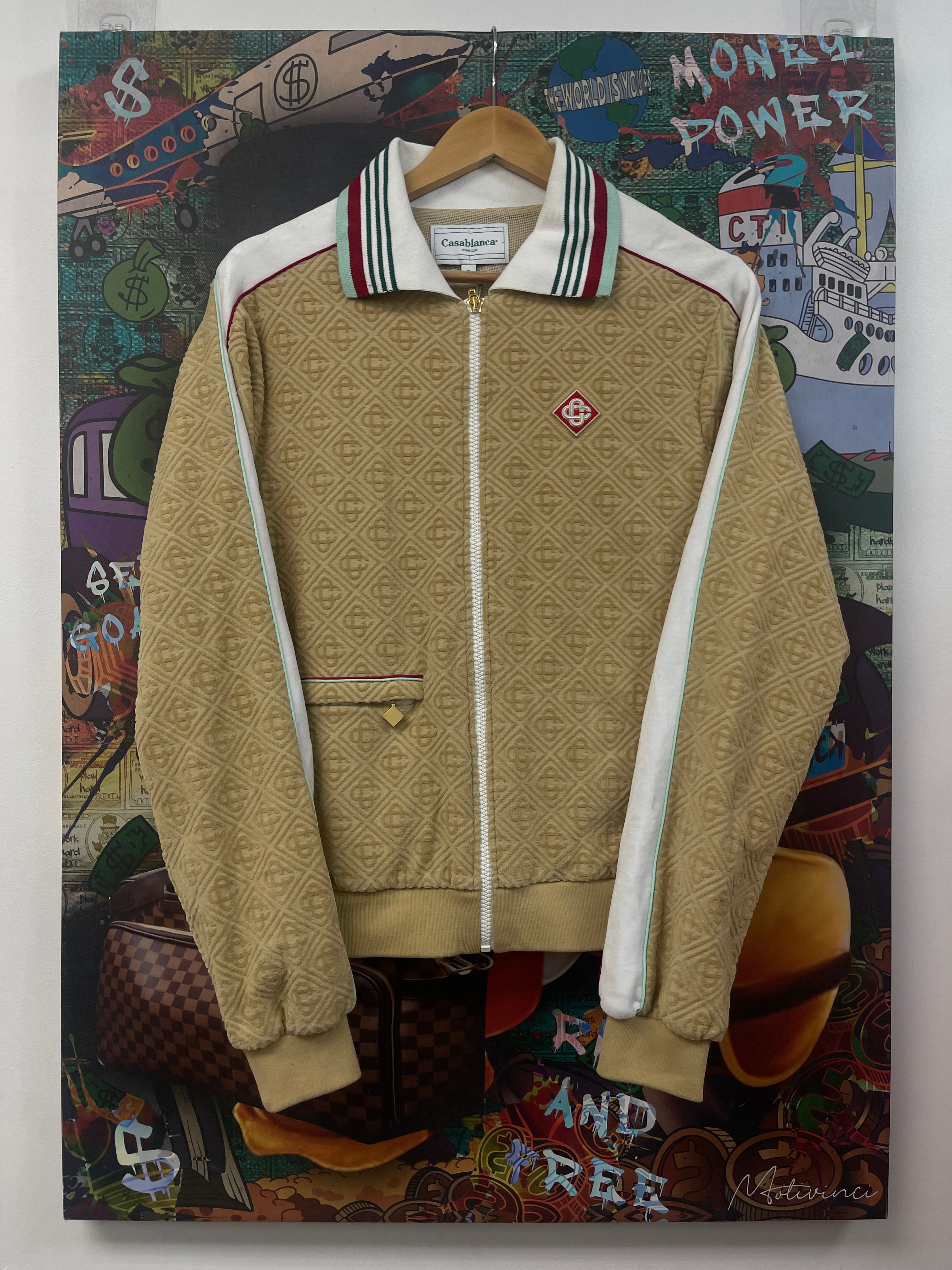 Casablanca Monogram Velour Shacket Taupe Hoodie