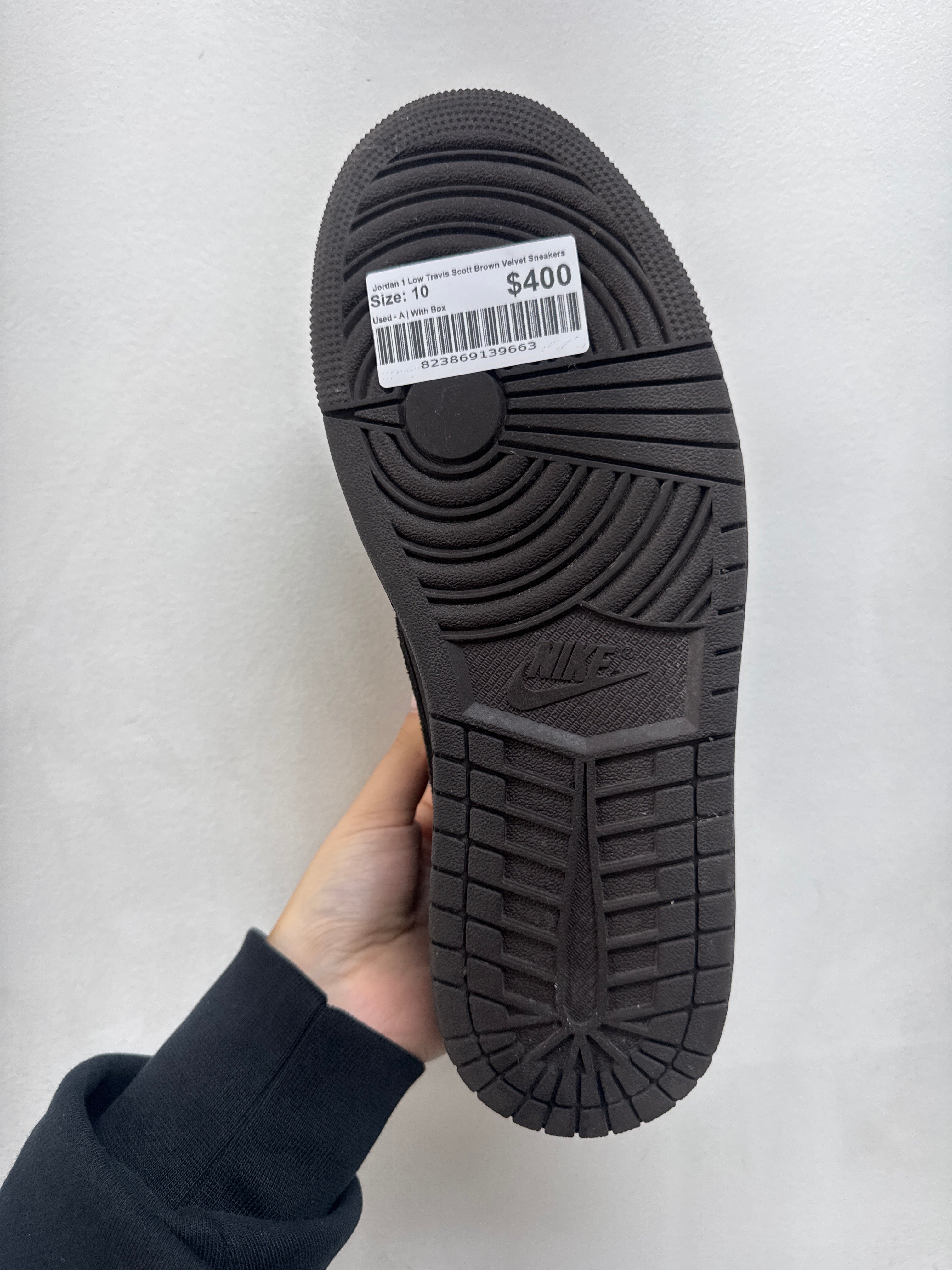 Jordan 1 Low Travis Scott Brown Velvet Sneakers