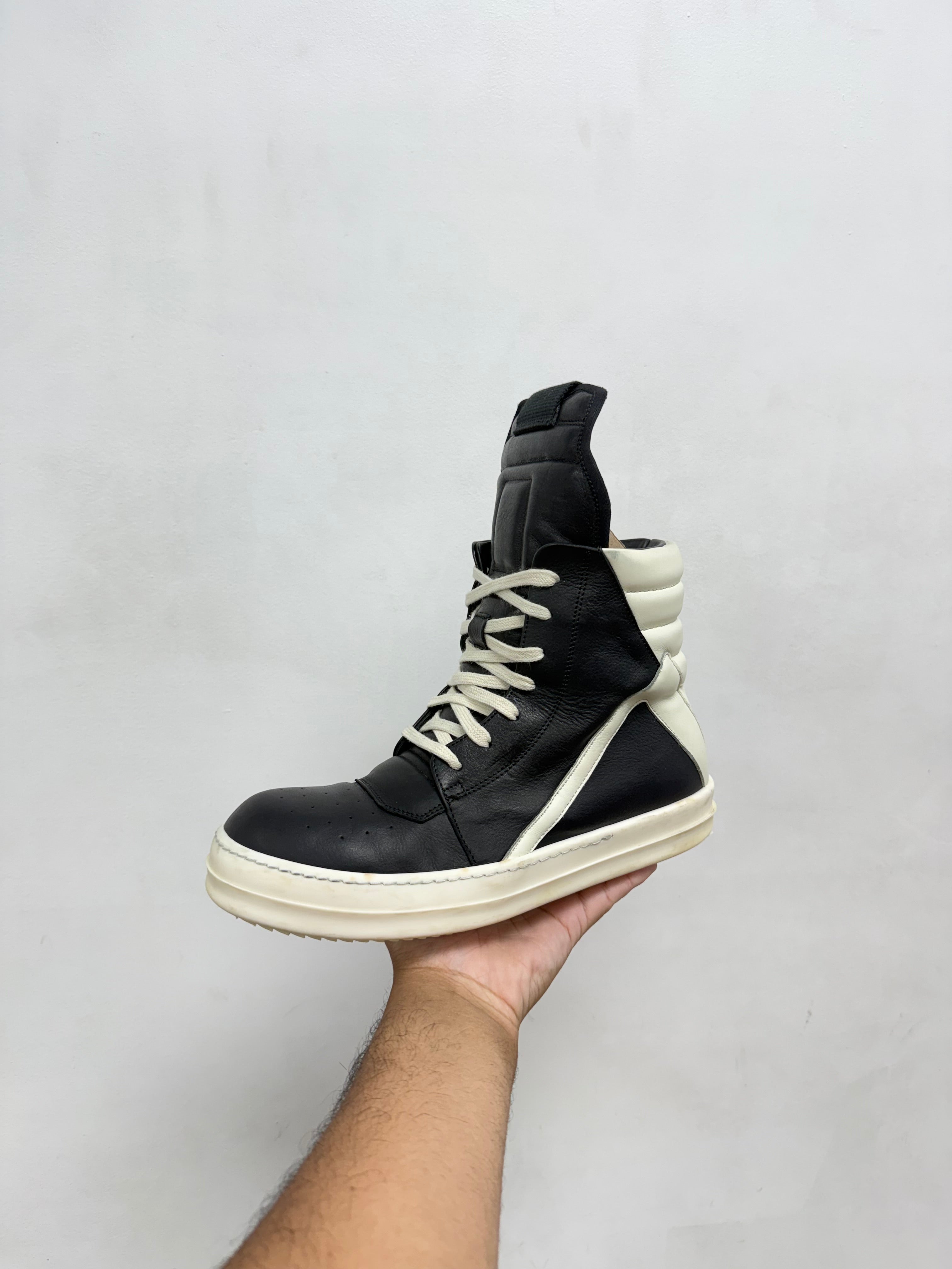 Rick Owens Black Milk Geobasket Sneakers