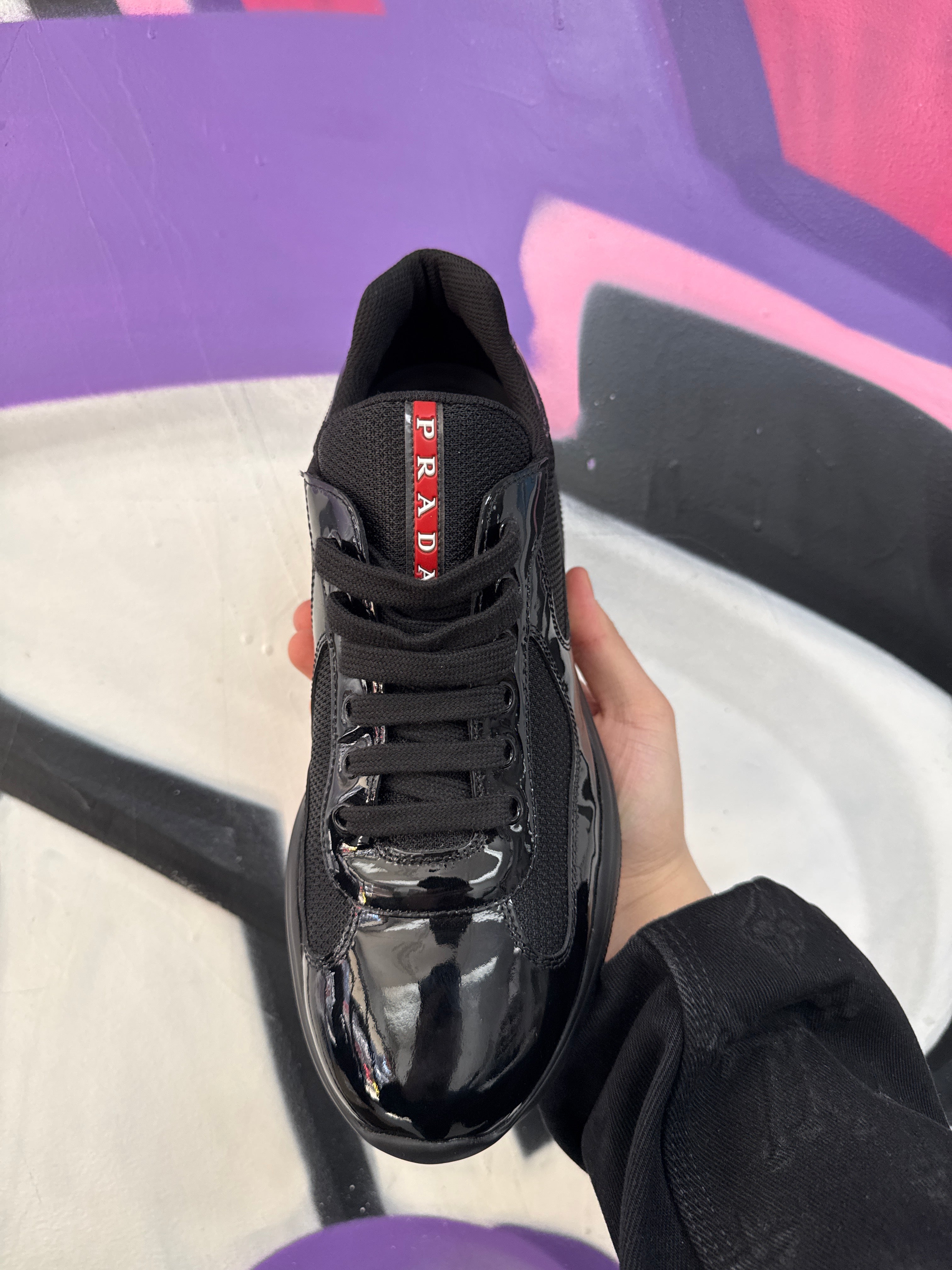 Prada Triple Black Patent Sneakers