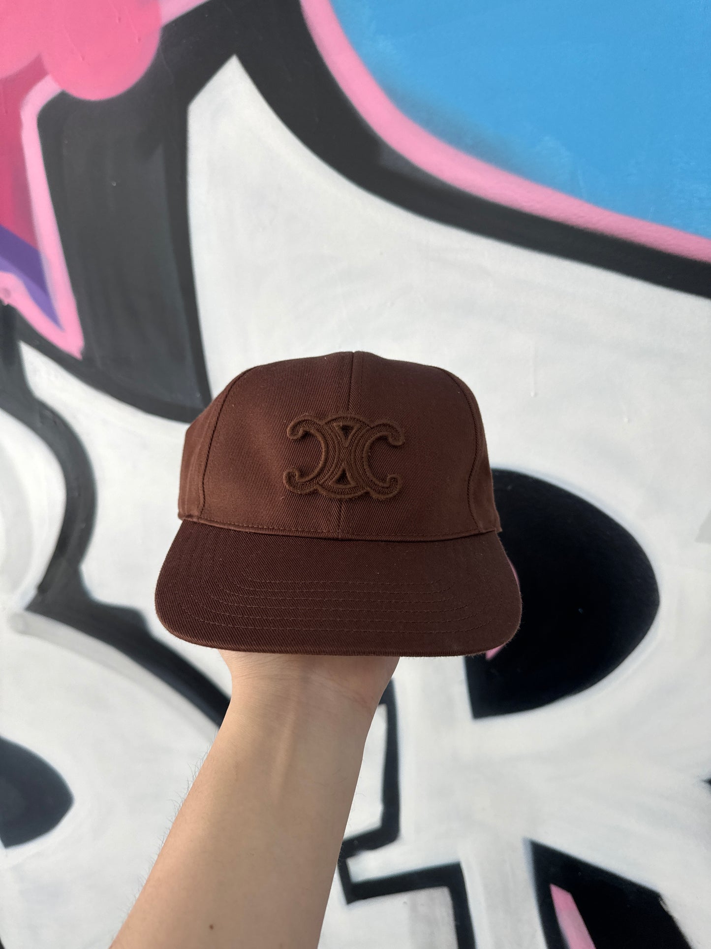 Celine Triomphe Cap Brown CC New With Tags