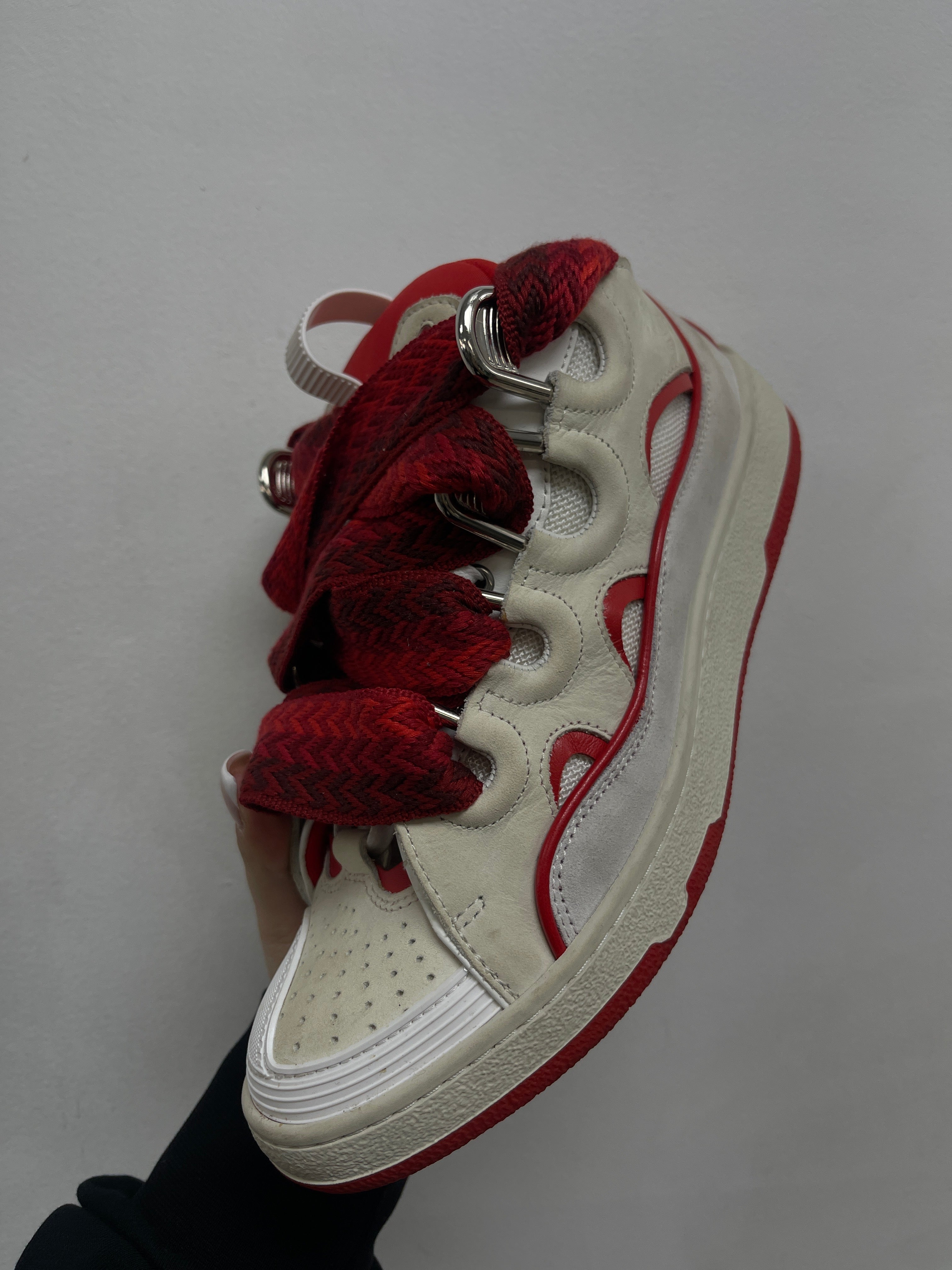 Lanvin Red White Curb Sneakers