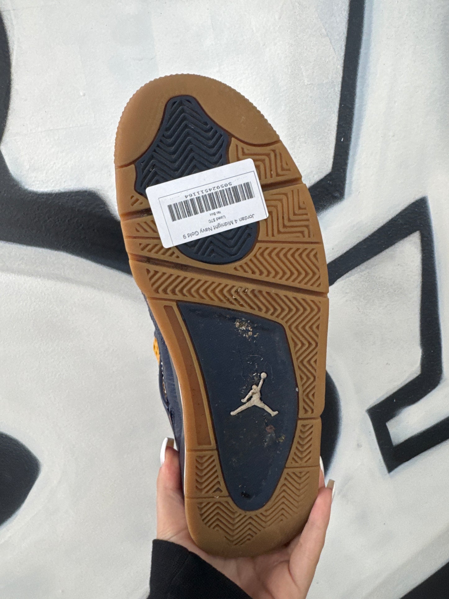 Jordan 4 Midnight Navy Gold Used No Box