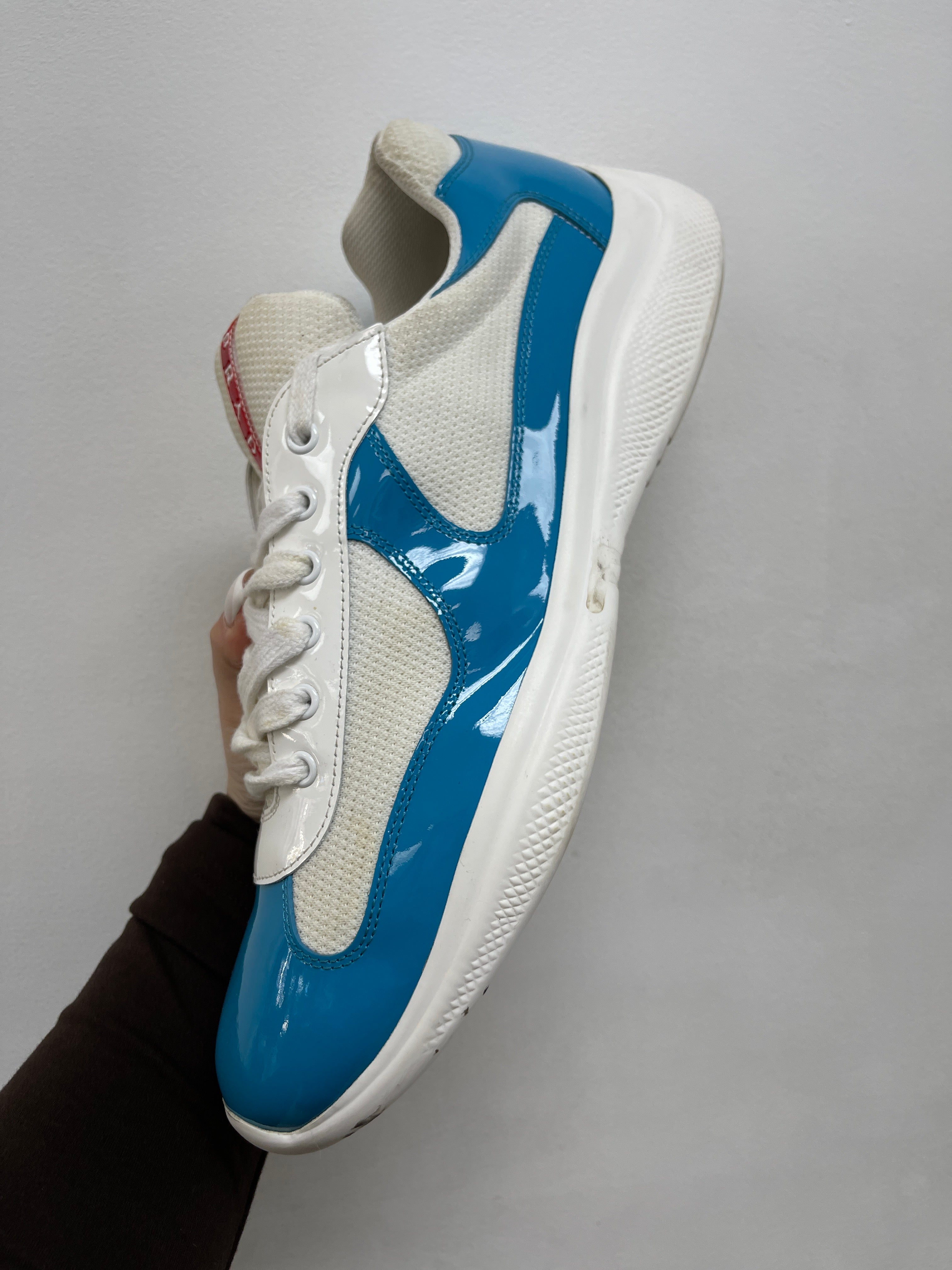 Prada White Baby Blue Cups Sneakers